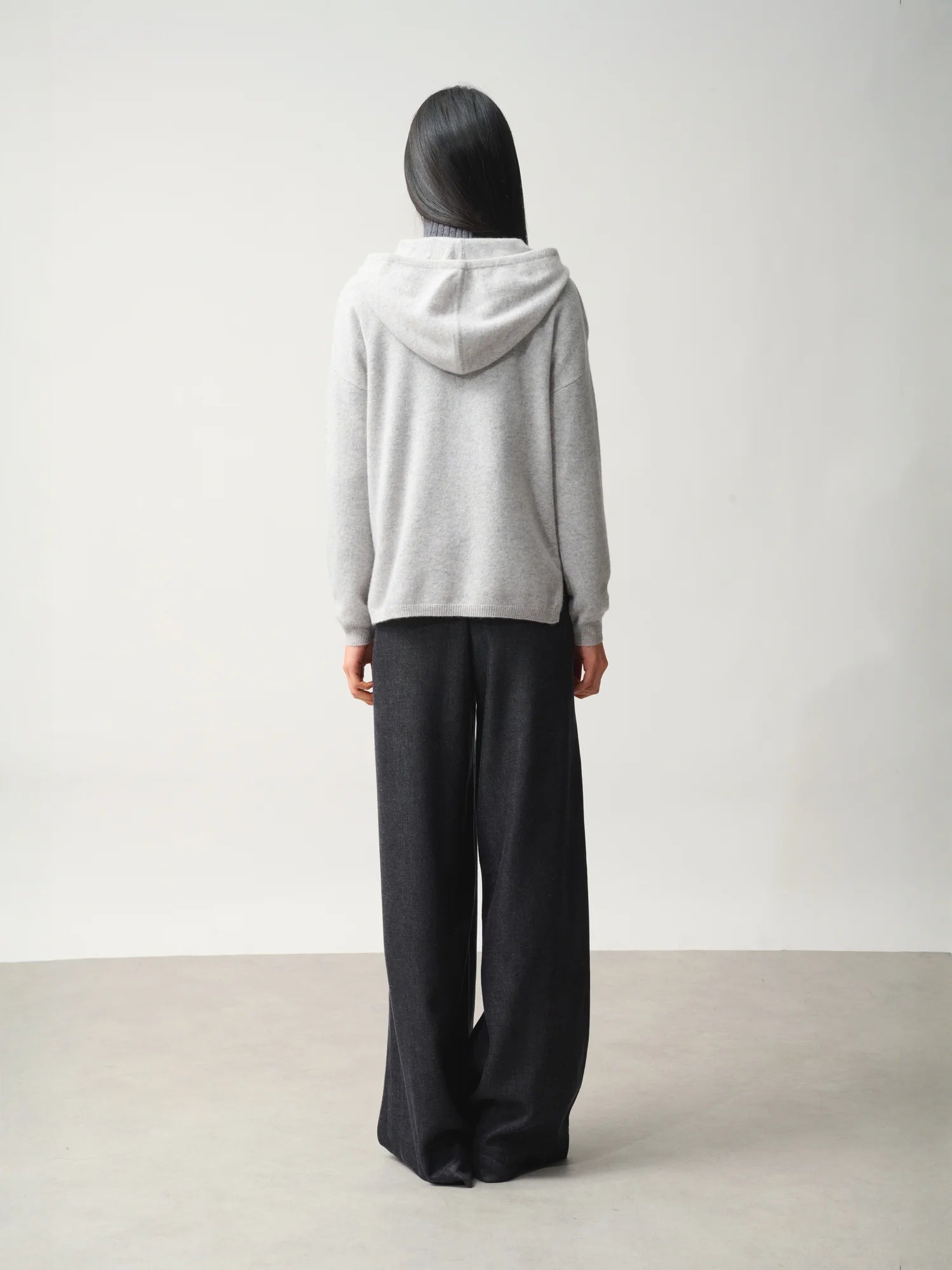 DORTE pull capuche gris clair chiné