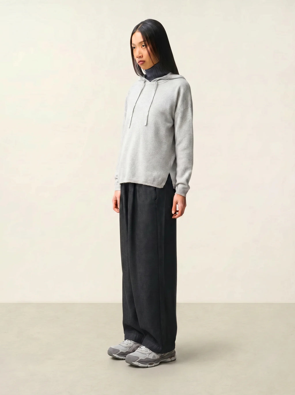 DORTE pull capuche gris clair chiné