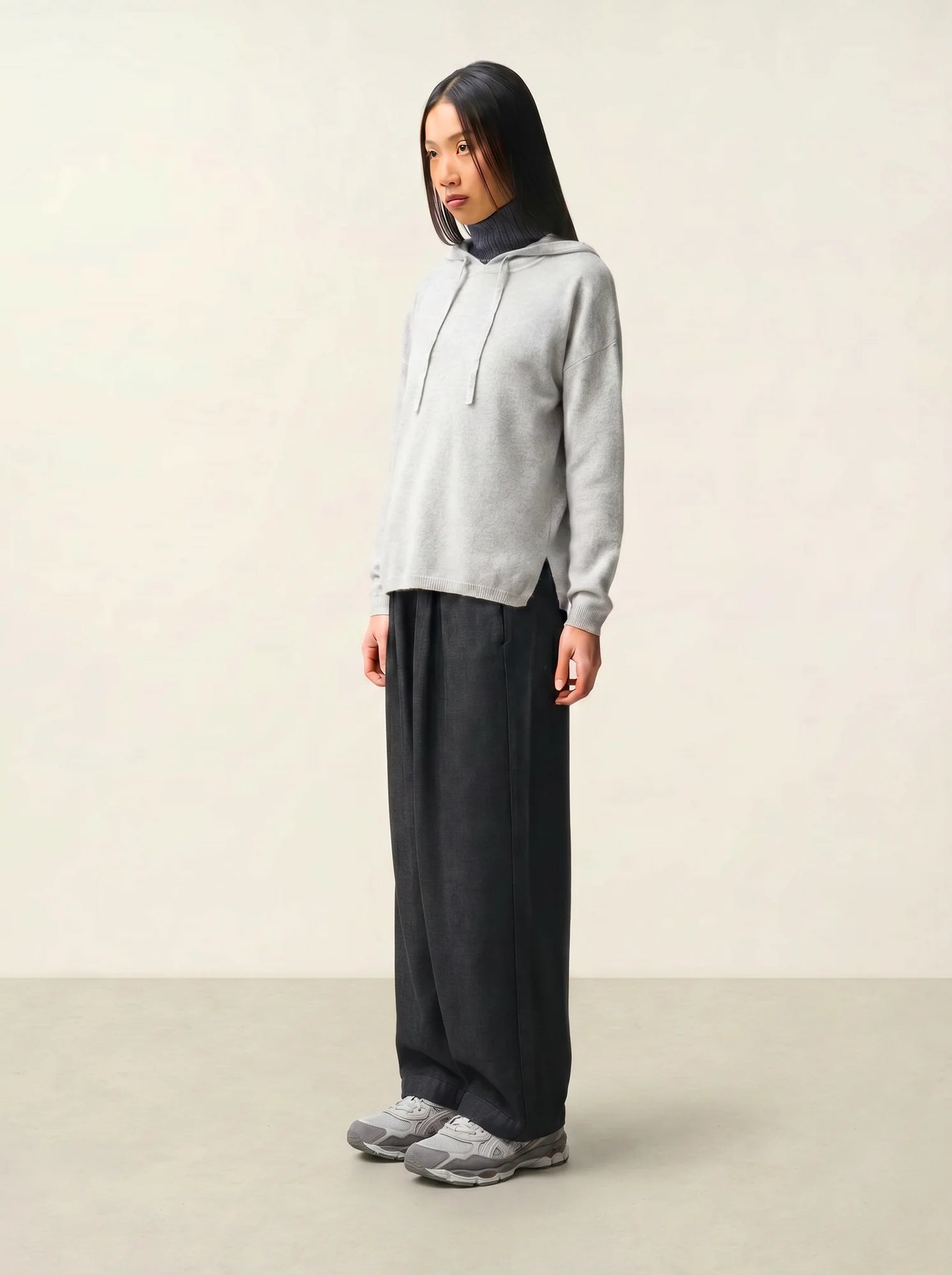 DORTE pull capuche gris clair chiné