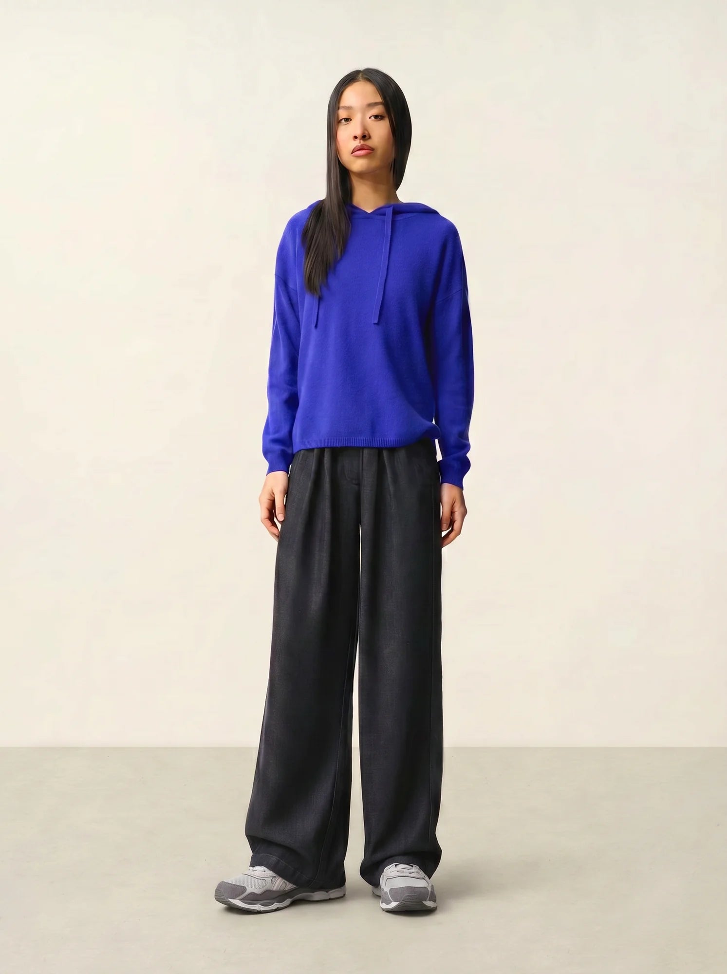 DORTE pullover mit kapuze indigo