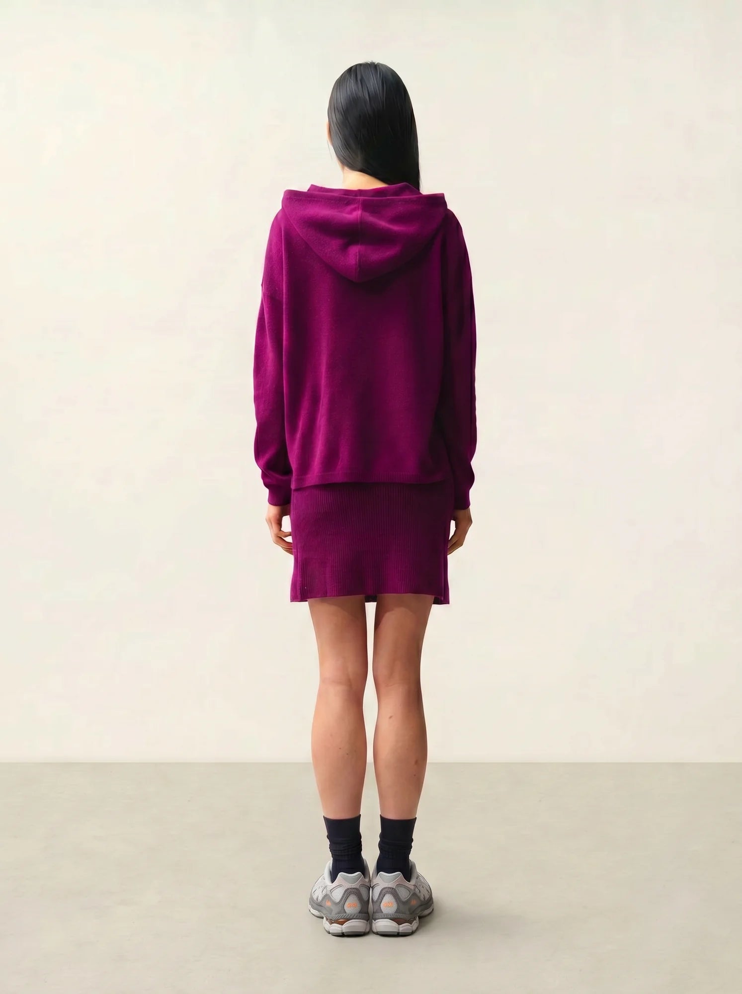 DORTE Pullover mit Kapuze Pflaumenblau