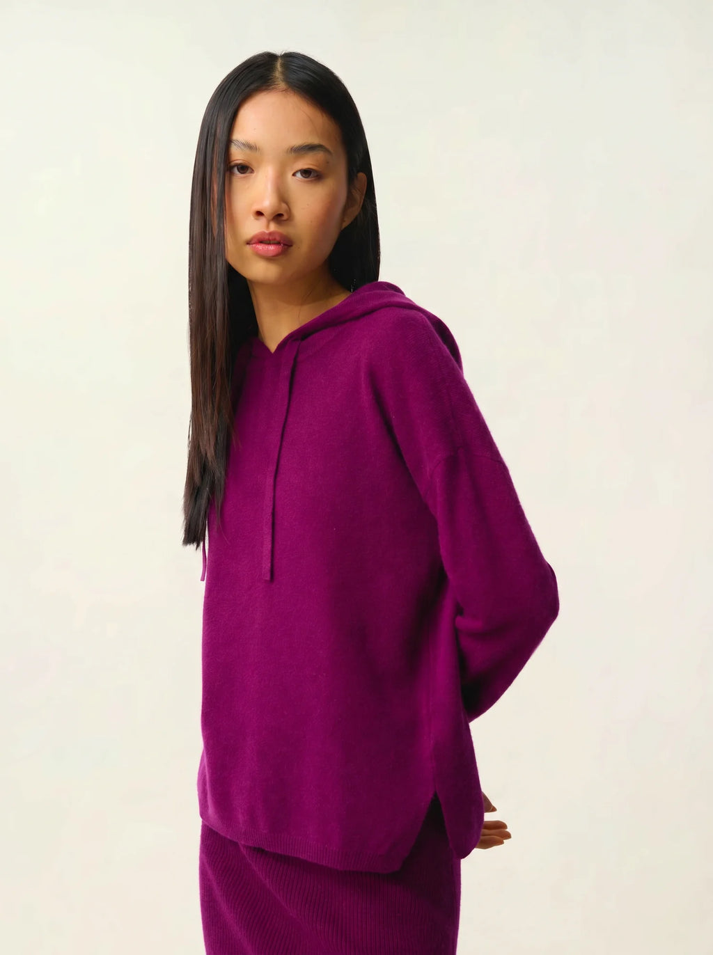 DORTE Pullover mit Kapuze Pflaumenblau