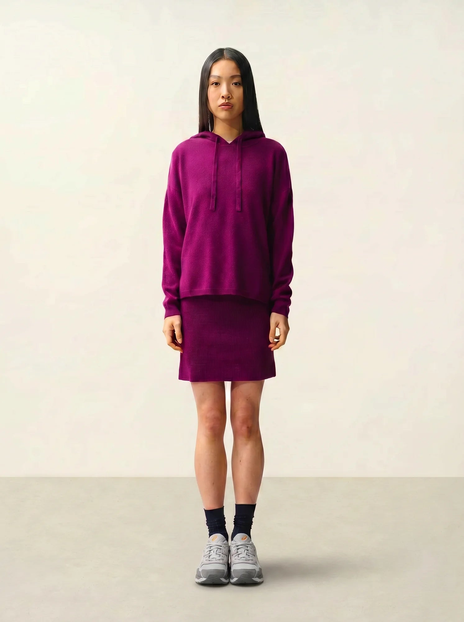 DORTE Pullover mit Kapuze Pflaumenblau