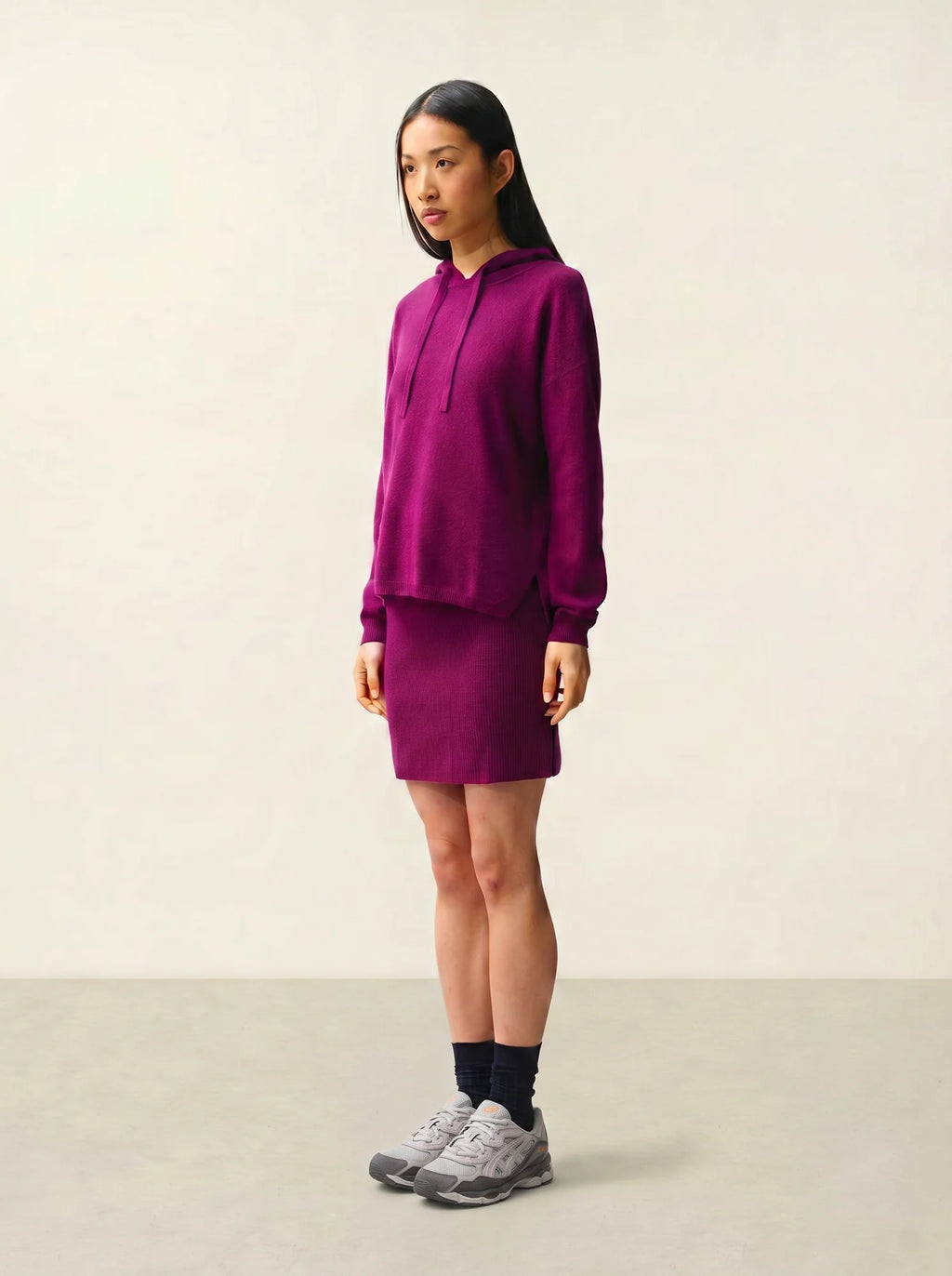 DORTE Pullover mit Kapuze Pflaumenblau
