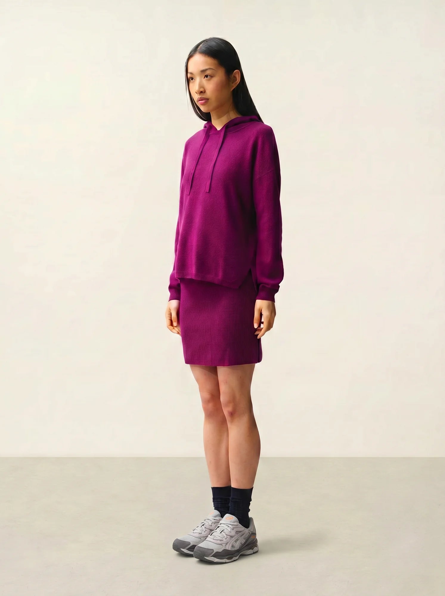 DORTE Pullover mit Kapuze Pflaumenblau