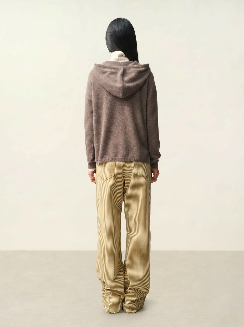 DORTE pullover mit kapuze taupe meliert