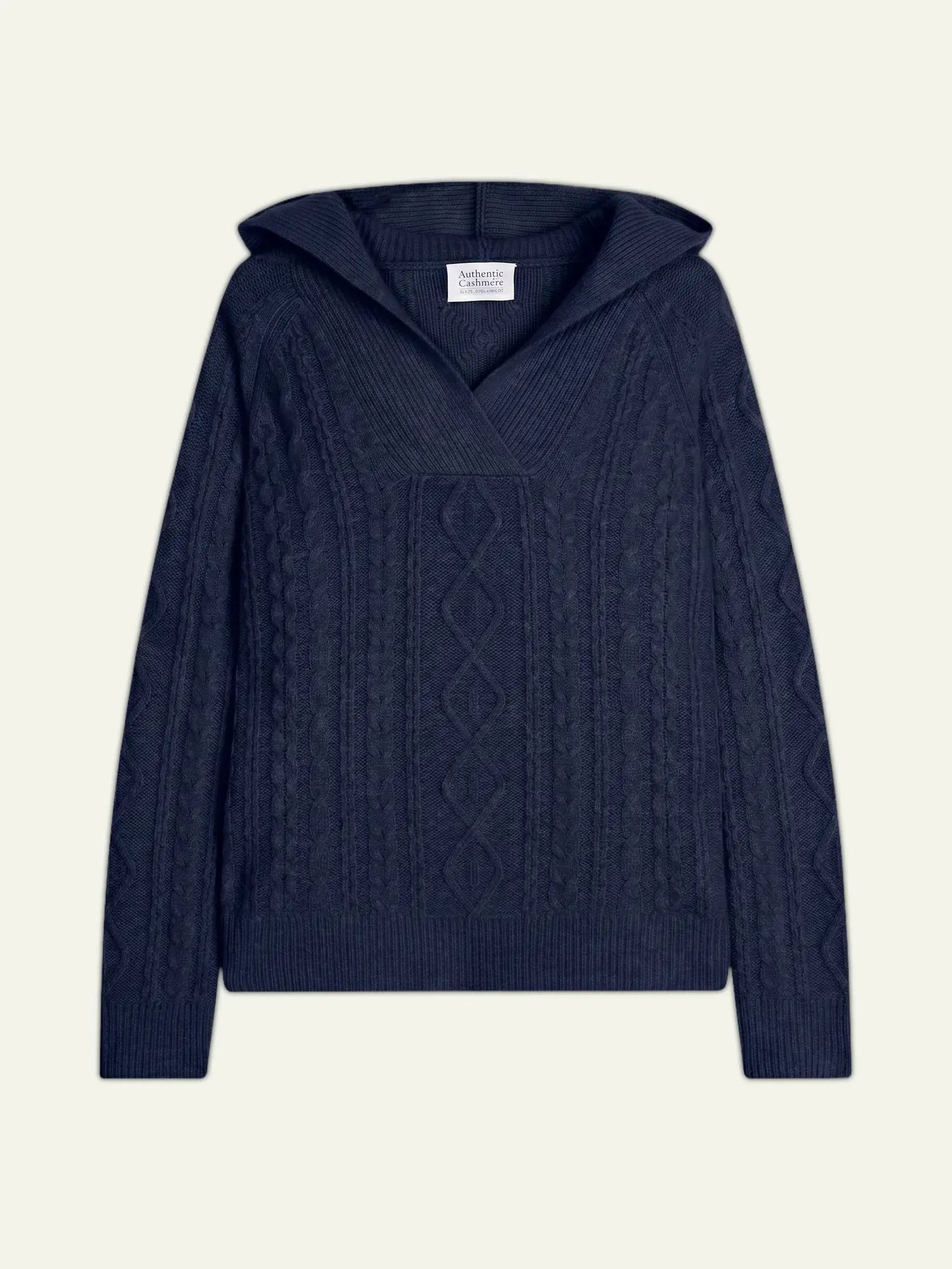 KHANDRO sweater hooded 6 ply navy