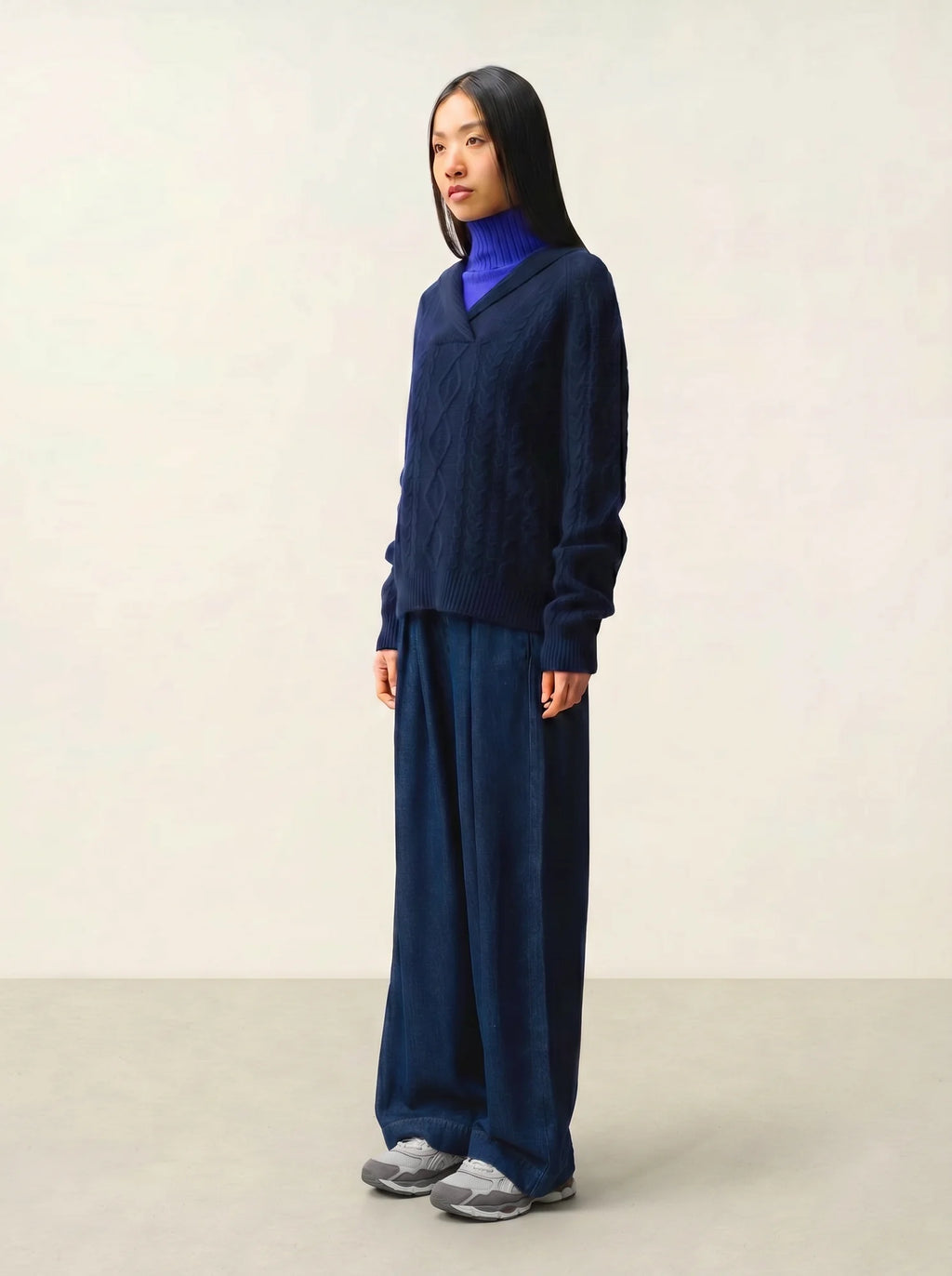 KHANDRO pull capuche 6 fils bleu marine