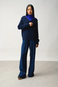 KHANDRO pull capuche 6 fils bleu marine