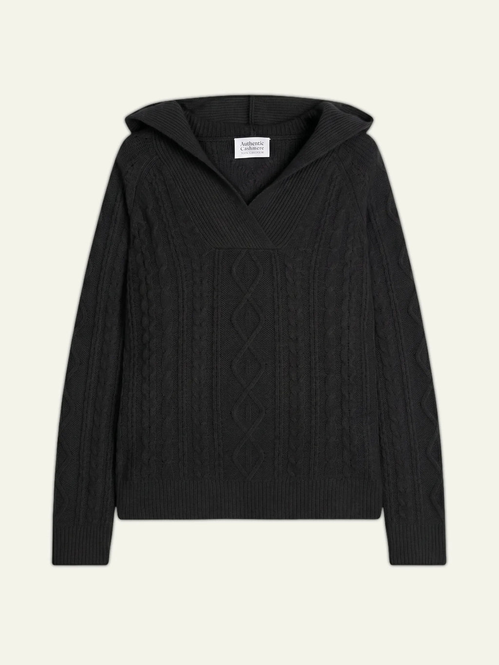 KHANDRO pull capuche 6 fils noir