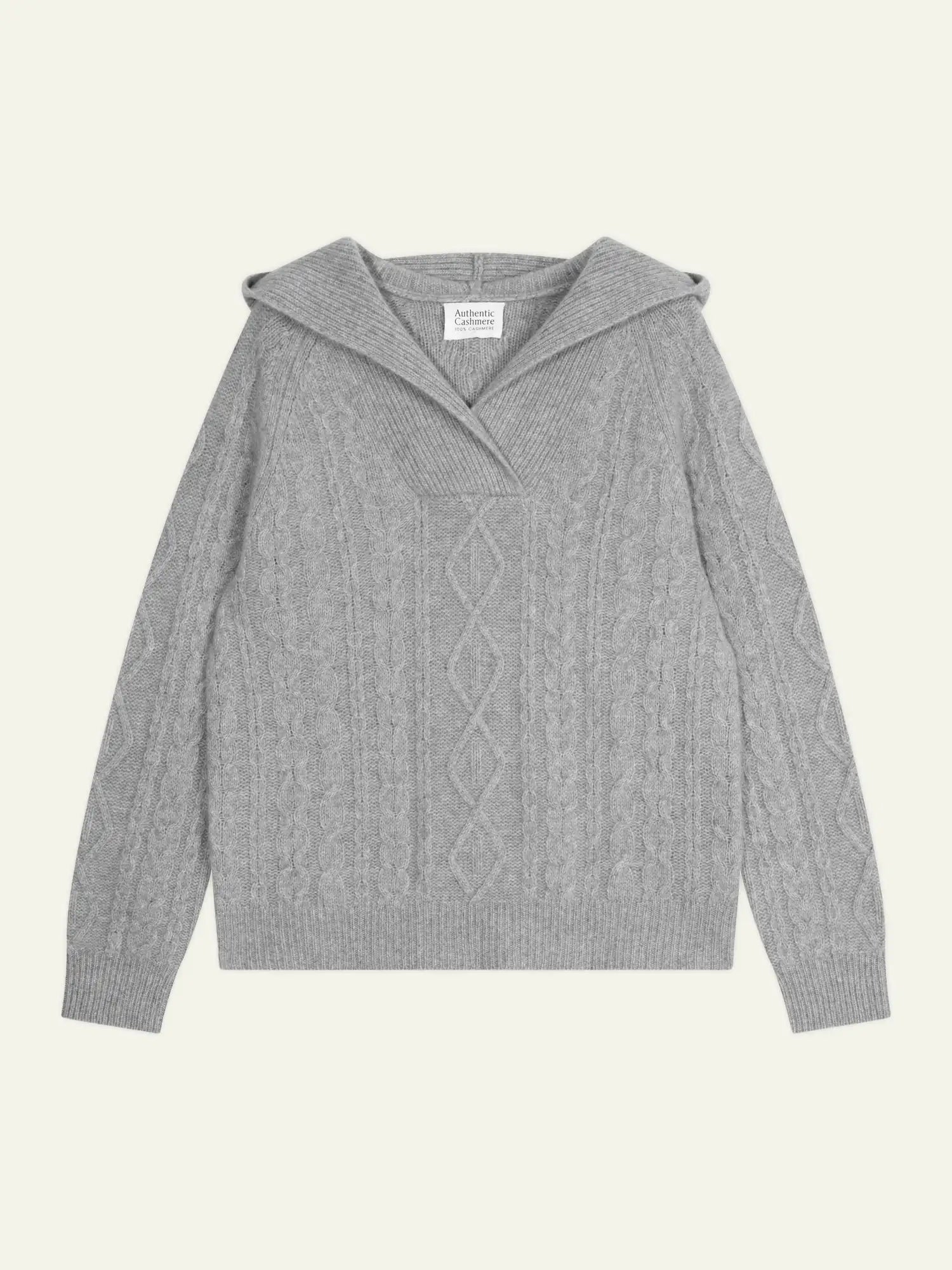 KHANDRO sweater hooded 6 ply heather cloud