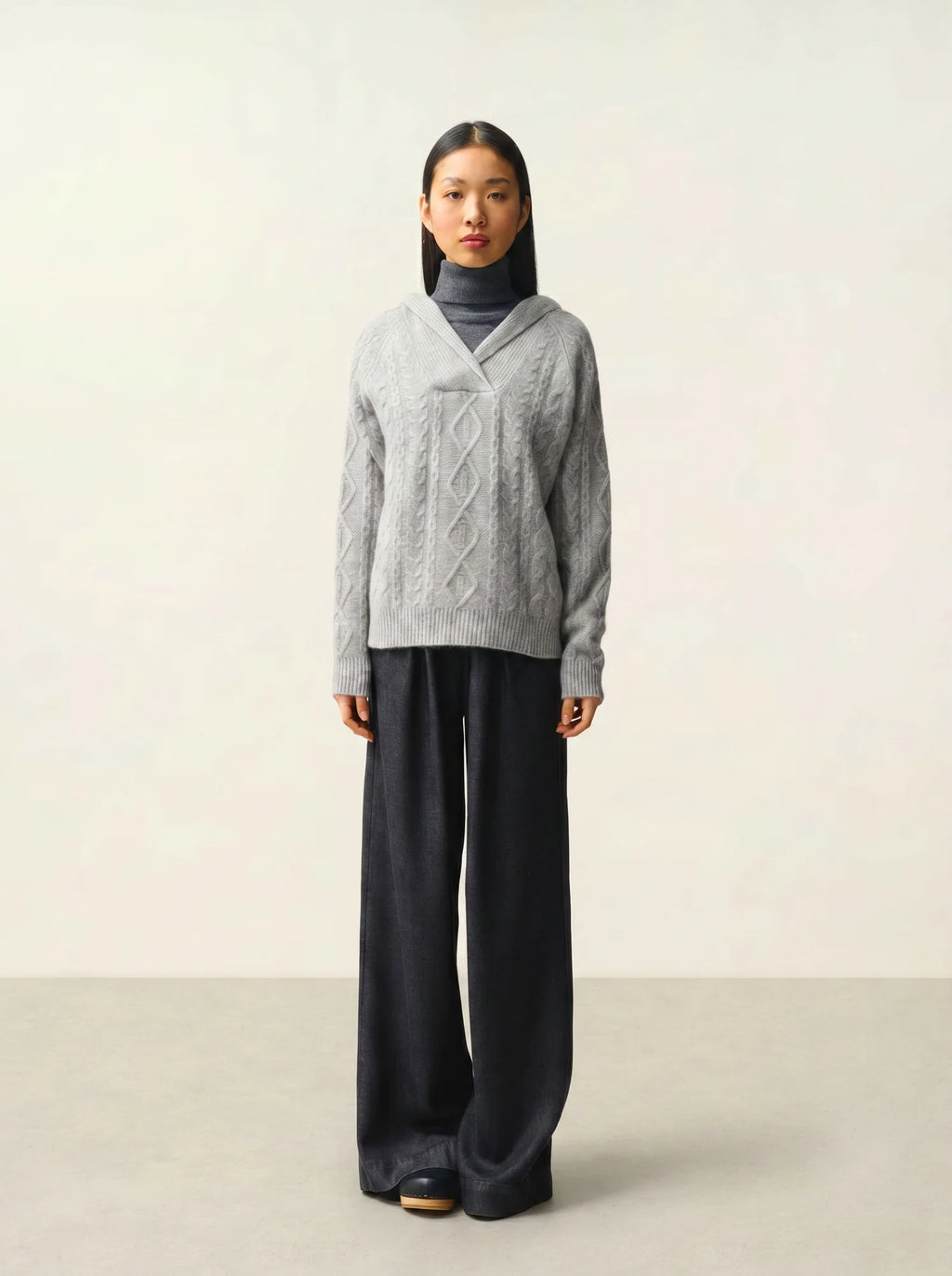 KHANDRO pull capuche 6 fils nuage chiné