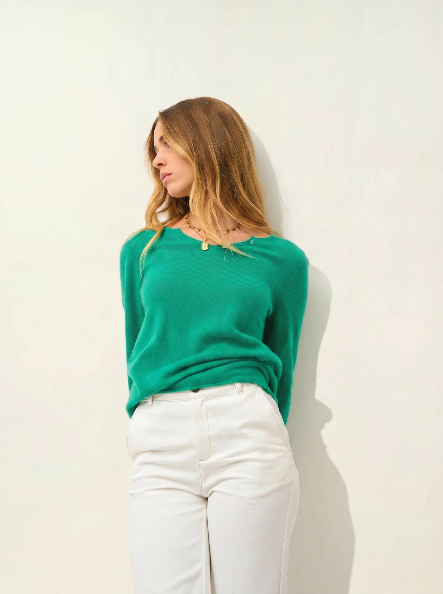 BODMIN Pullover Henley-Ausschnitt Minzgrün