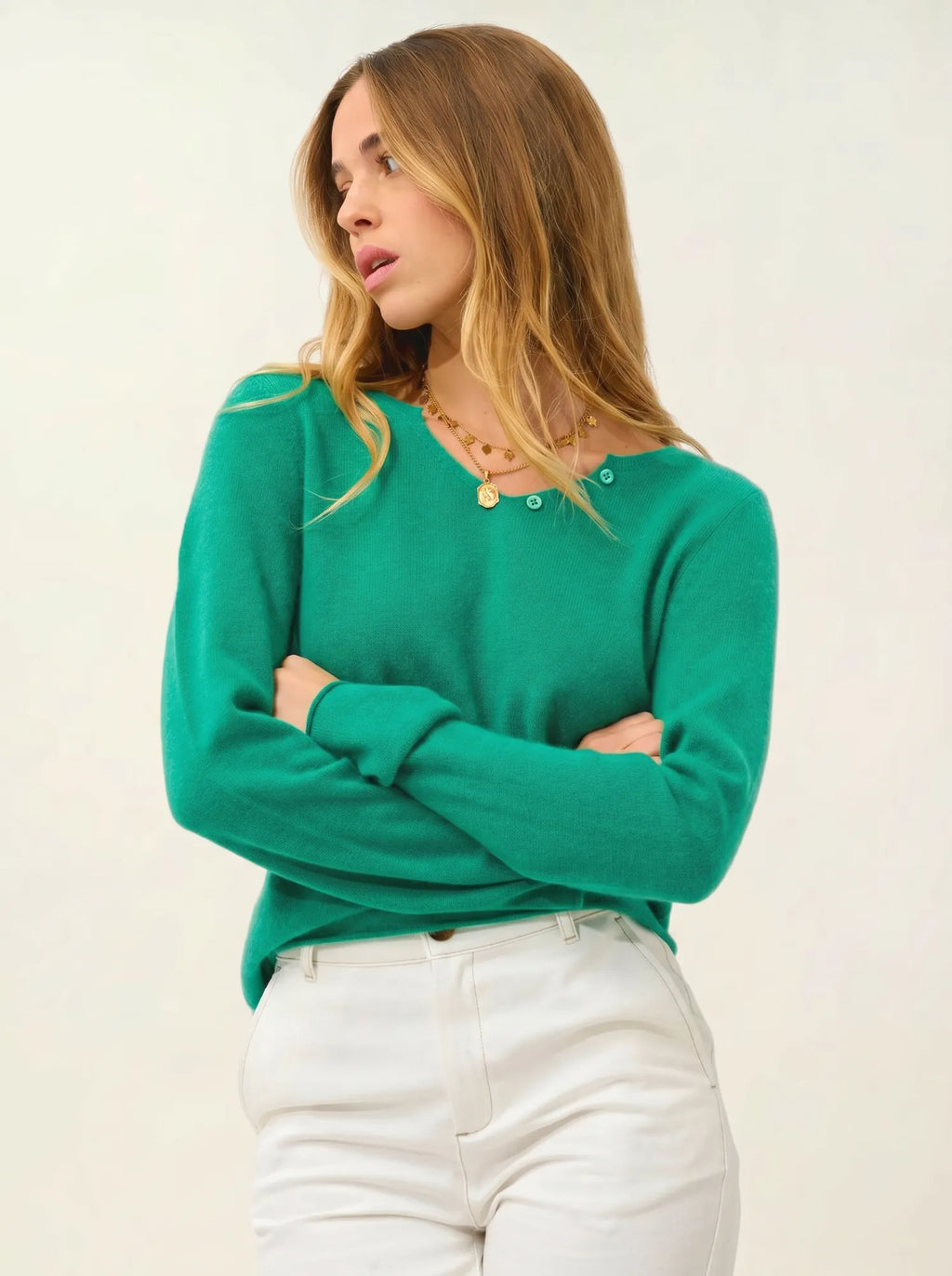 BODMIN Pullover Henley-Ausschnitt Minzgrün