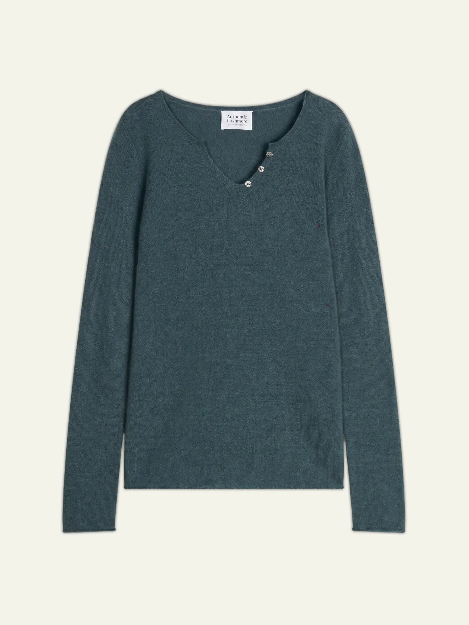 BODMIN Pullover Henley-Ausschnitt Grün Petrol meliert