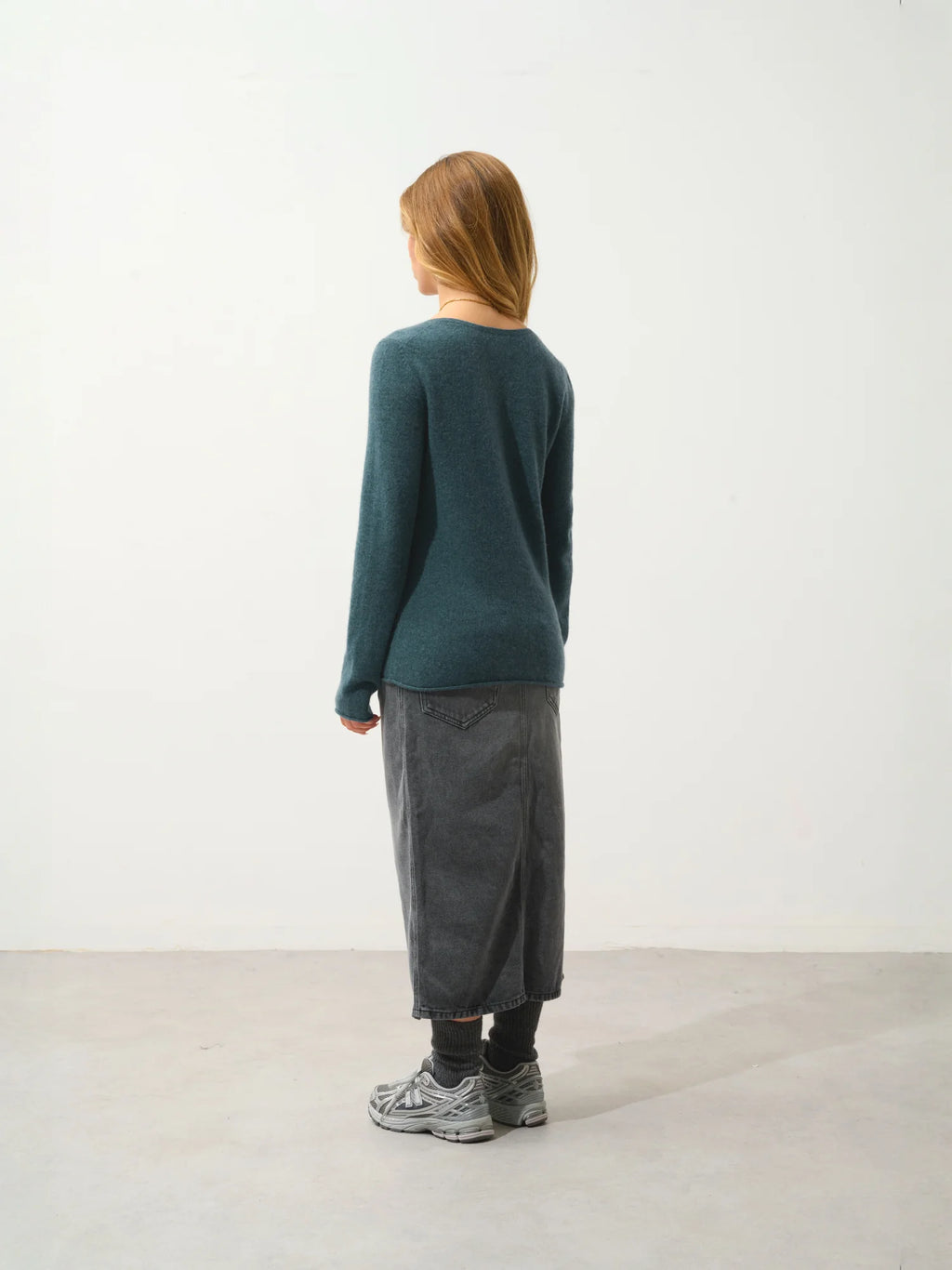 BODMIN Pullover Henley-Ausschnitt Grün Petrol meliert