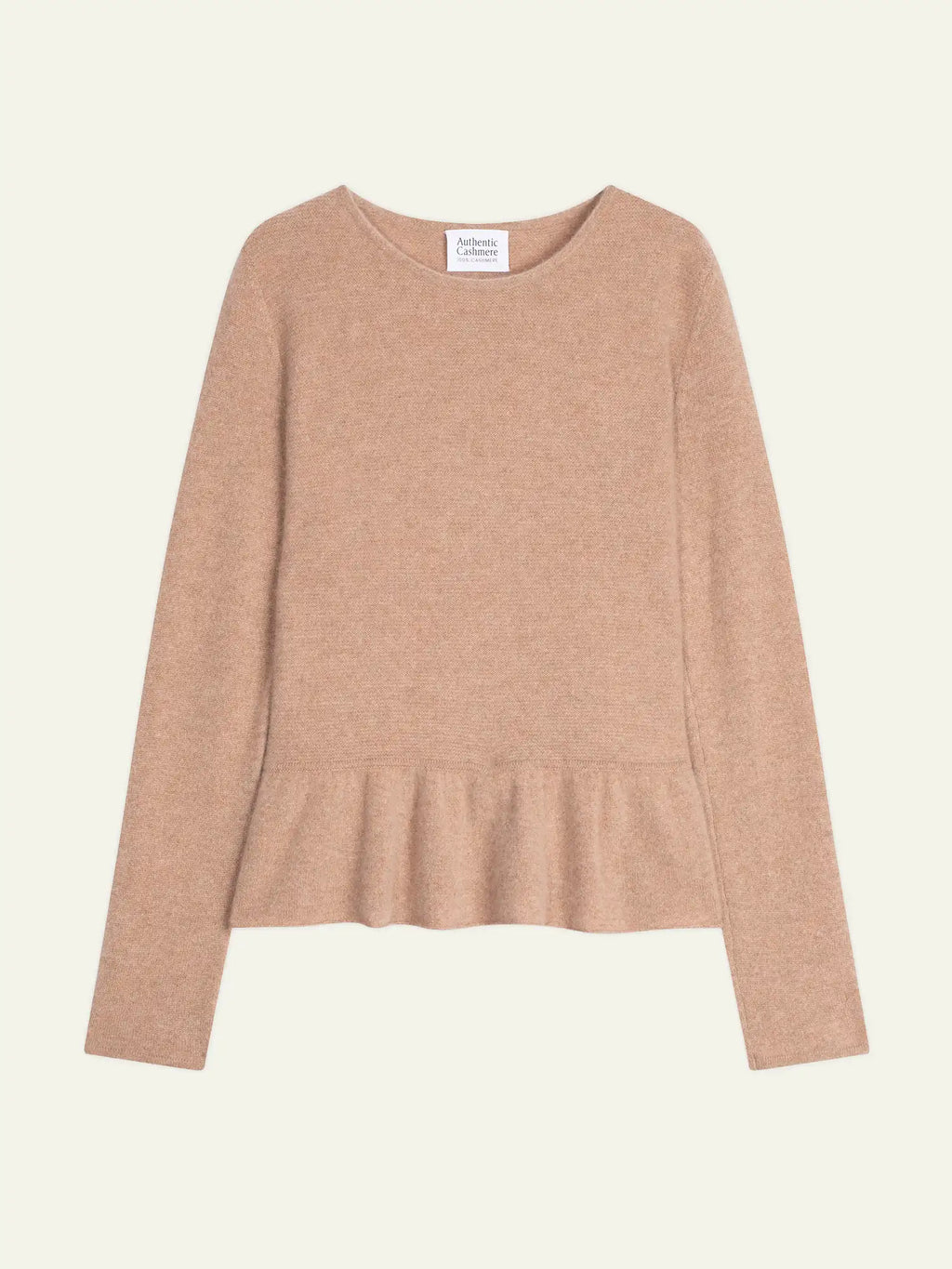 CADAIR pull col rond bas volanté camel chiné