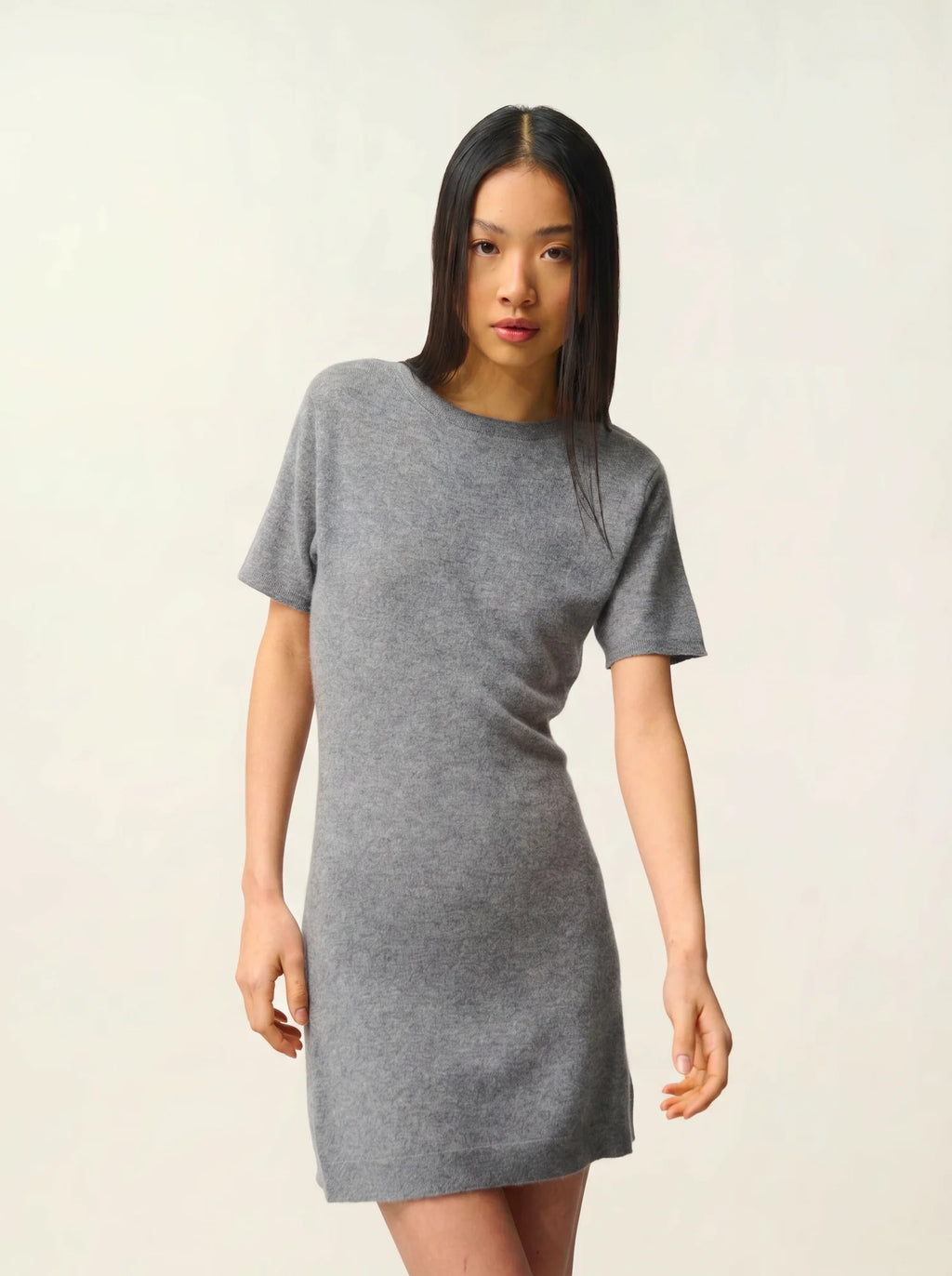 LYNN dress crew neck short sleeve heather flannel