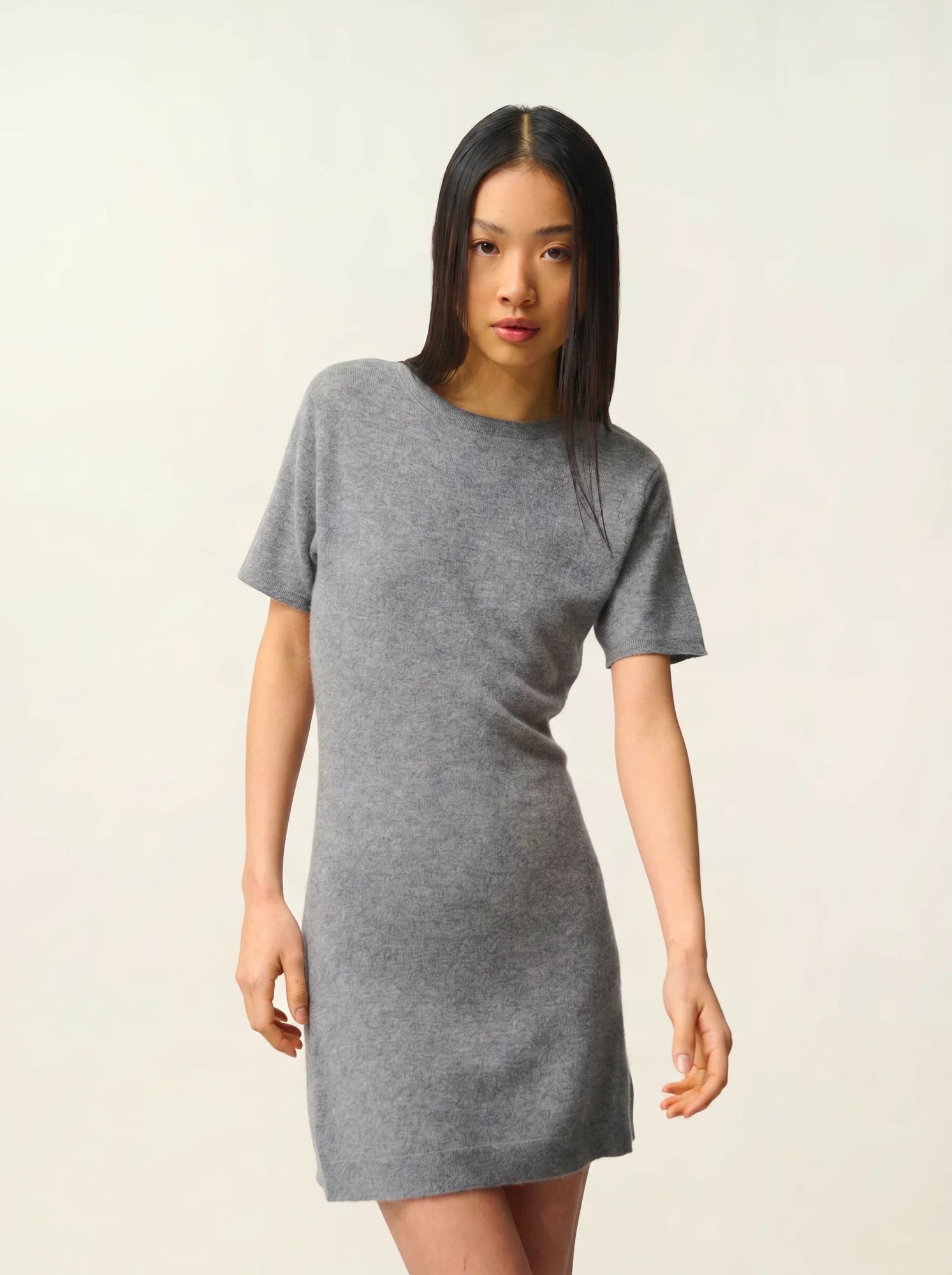 LYNN dress crew neck short sleeve heather flannel