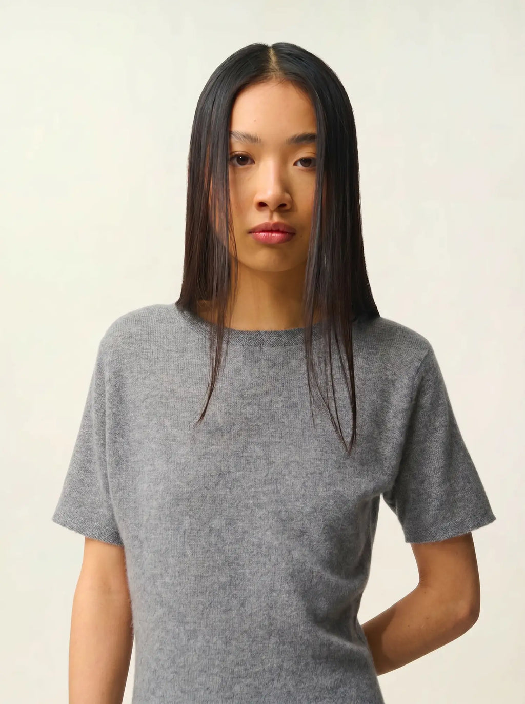 LYNN dress crew neck short sleeve heather flannel