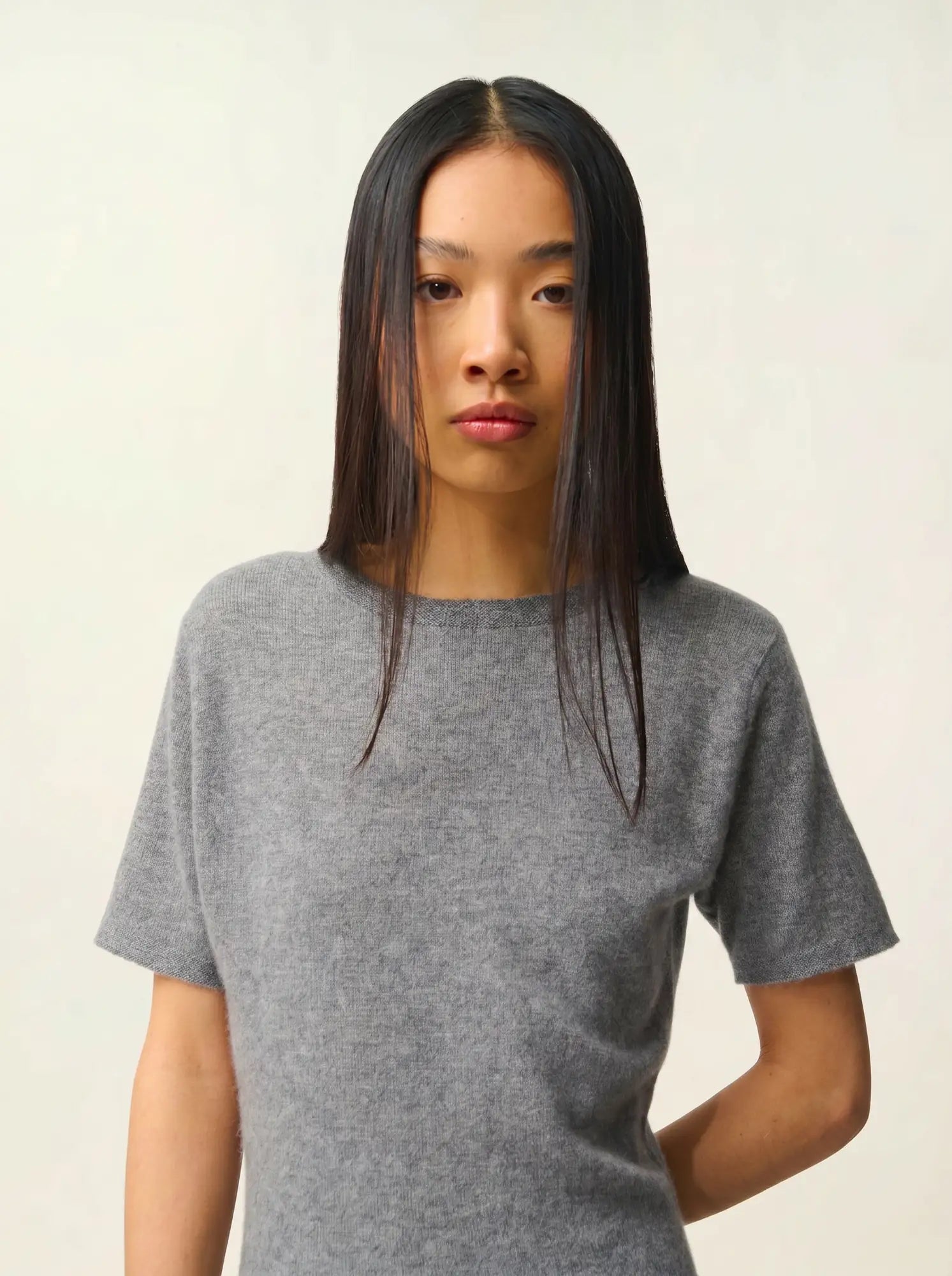 LYNN dress crew neck short sleeve heather flannel