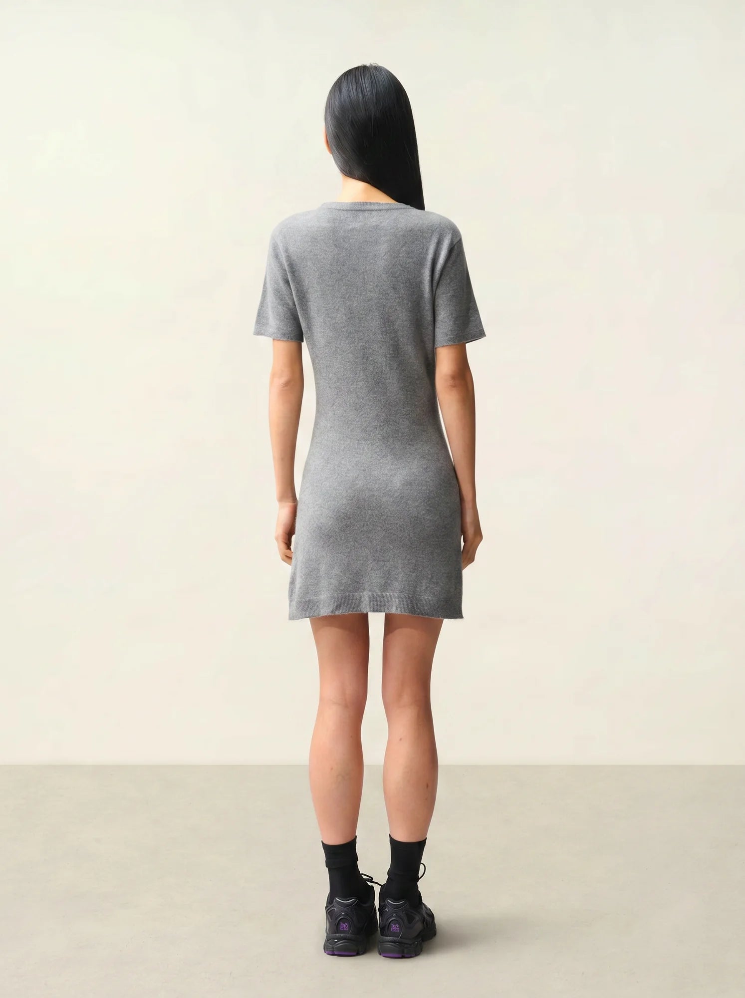 LYNN dress crew neck short sleeve heather flannel