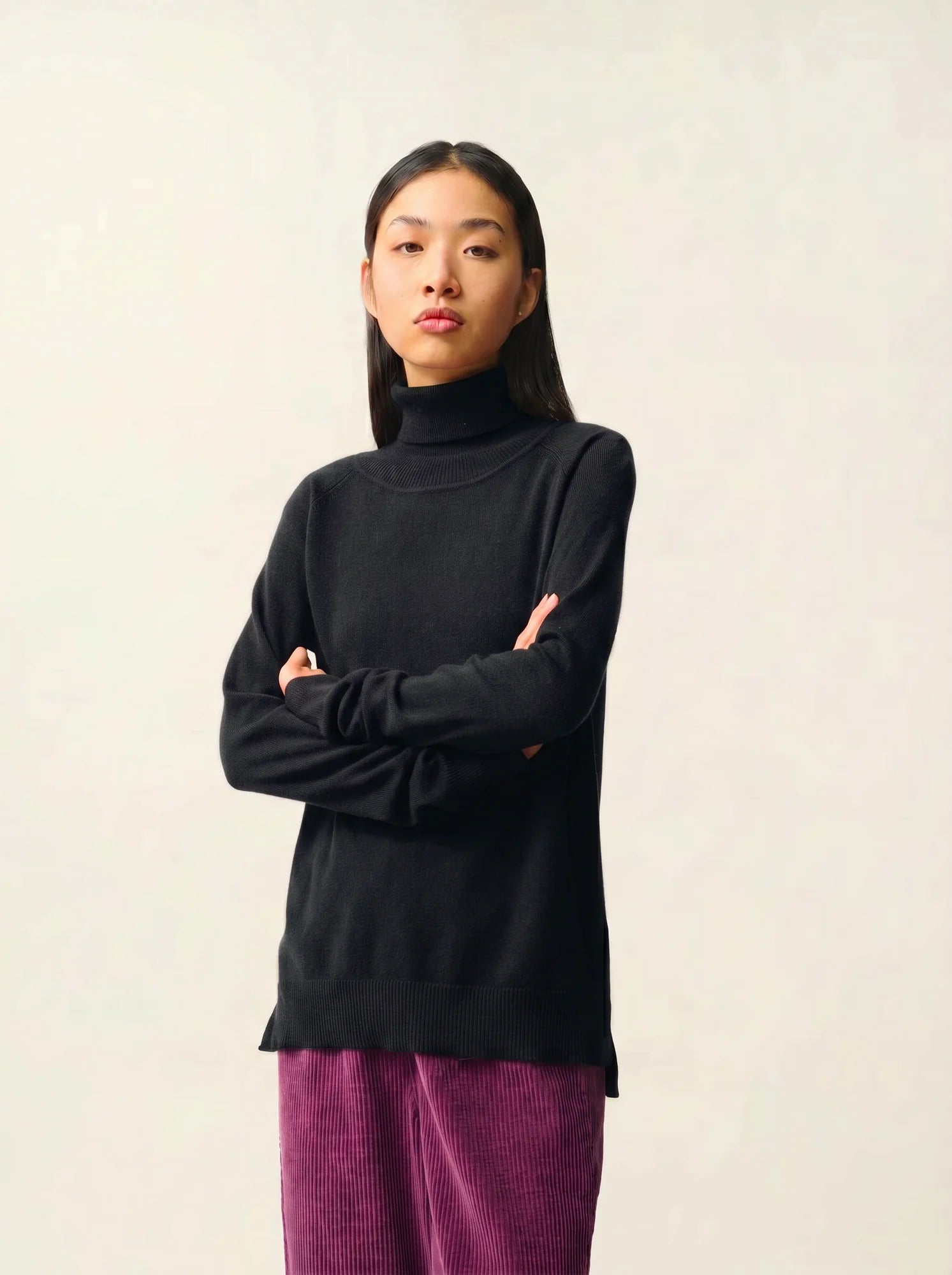 MADELINE pullover rollkragen schwarz meliert