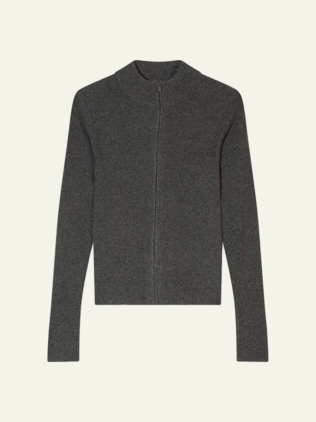 ALBERTE Gilet Zippé Col Montant Anthracite Chiné