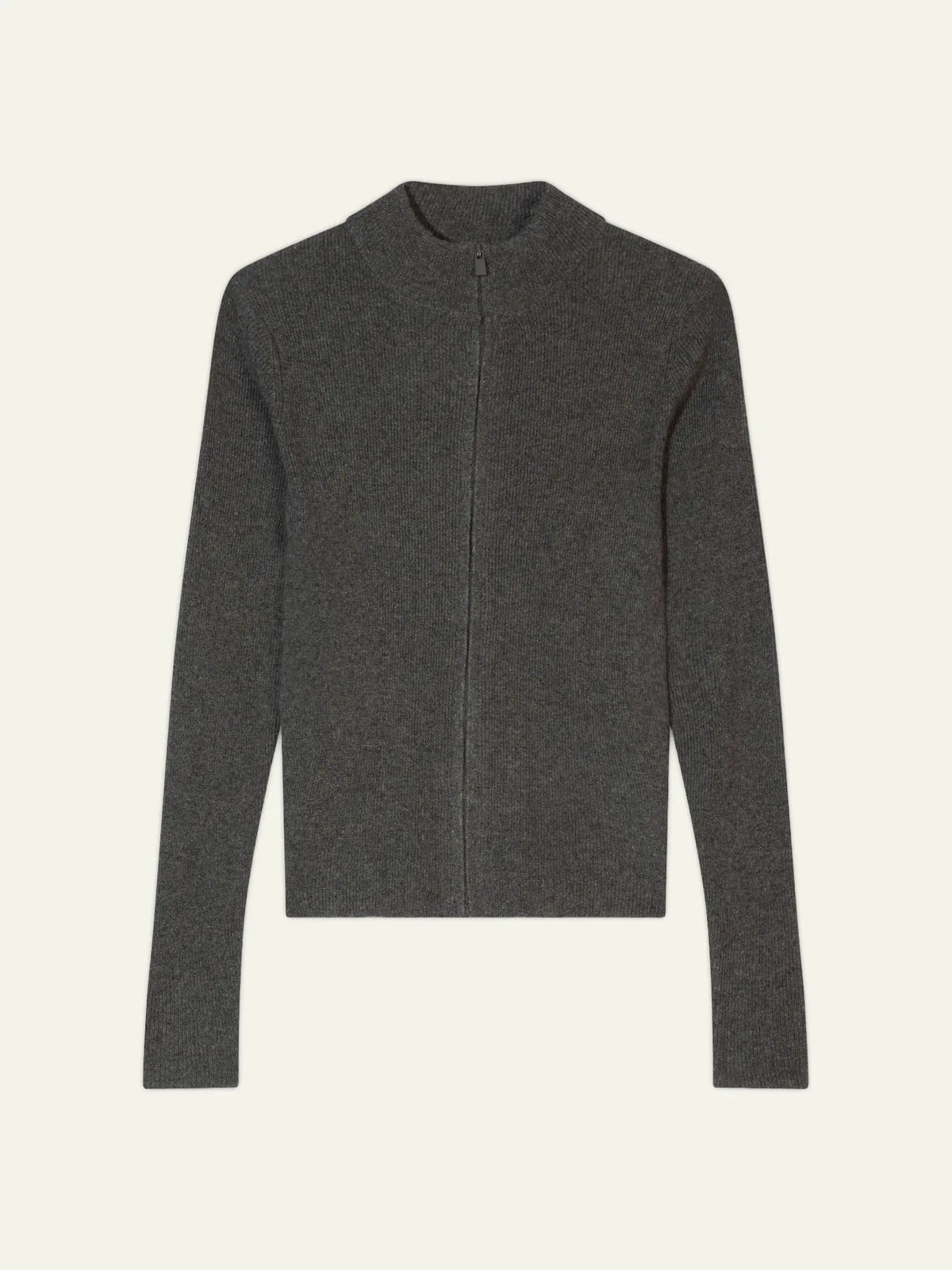 ALBERTE Gilet Zippé Col Montant Anthracite Chiné