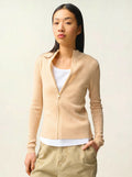 ALBERTE weste mit reissverschluss stehkragen beige