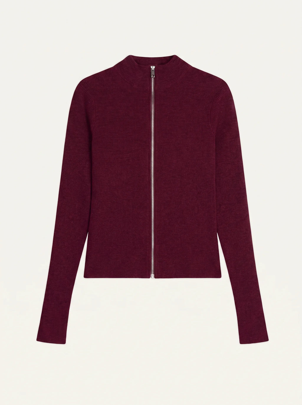 ALBERTE gilet zippé col montant bordeaux
