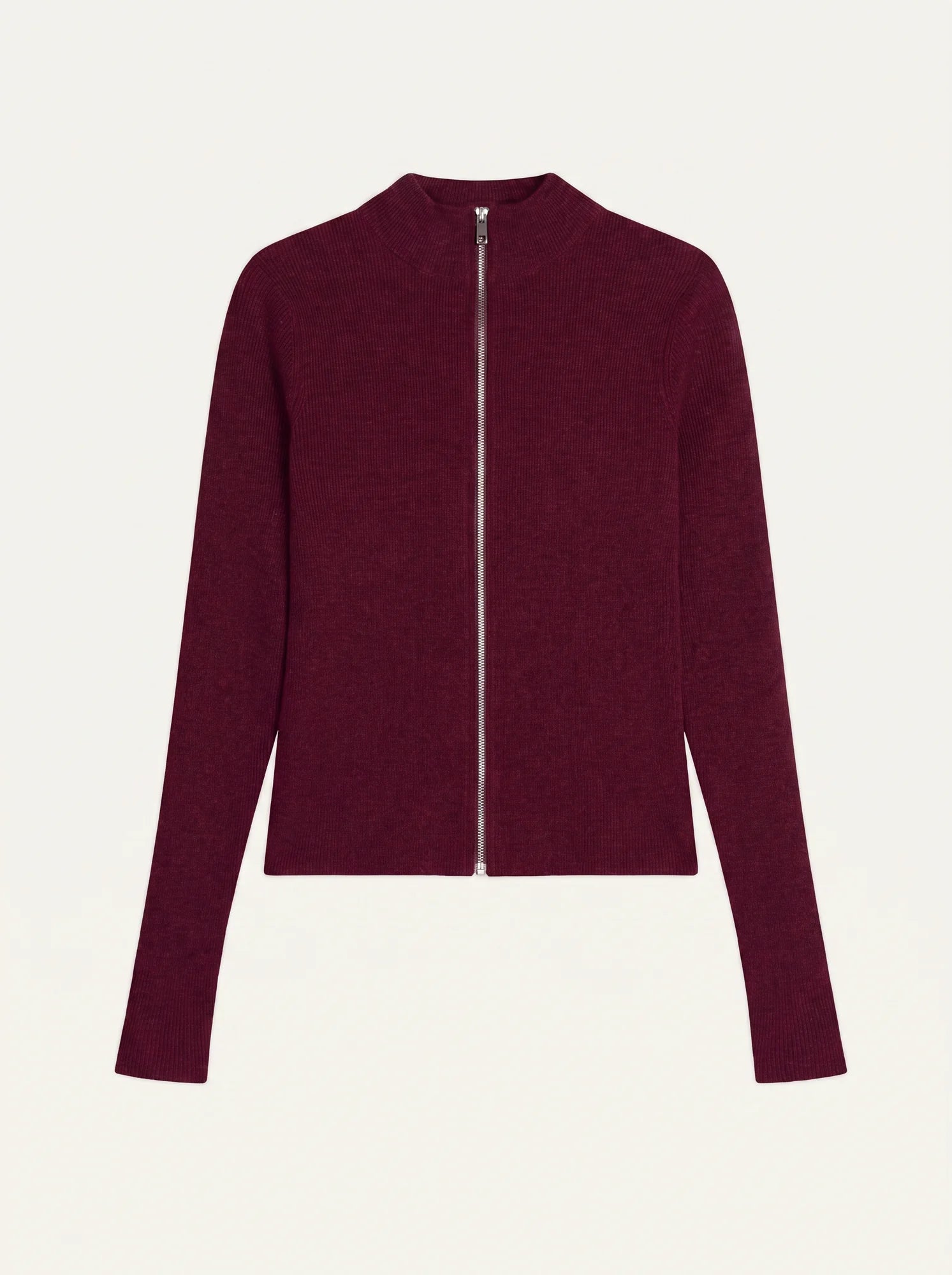 ALBERTE gilet zippé col montant bordeaux
