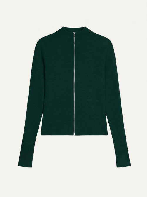ALBERTE gilet zippé col montant cyprès