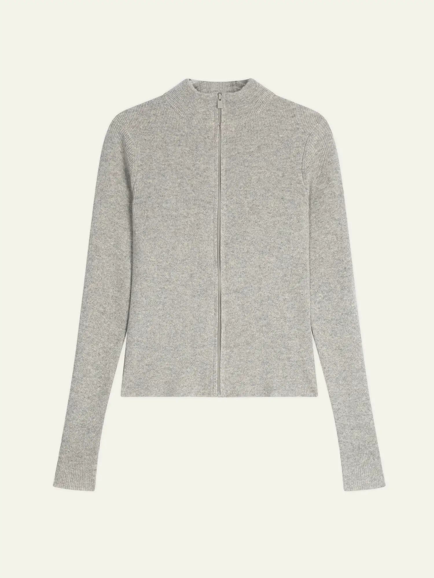 ALBERTE gilet zippé col montant gris chiné