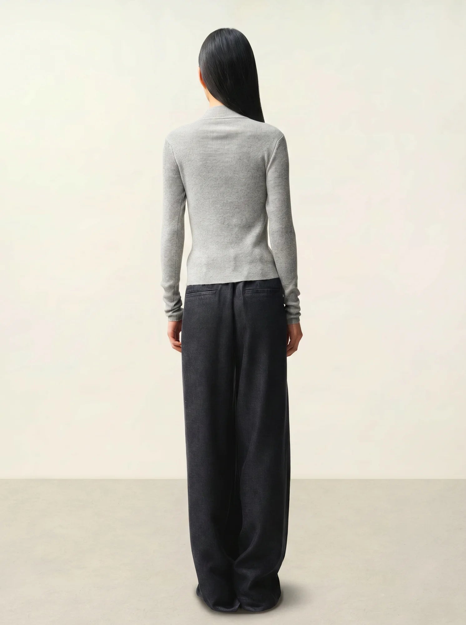 ALBERTE gilet zippé col montant gris chiné