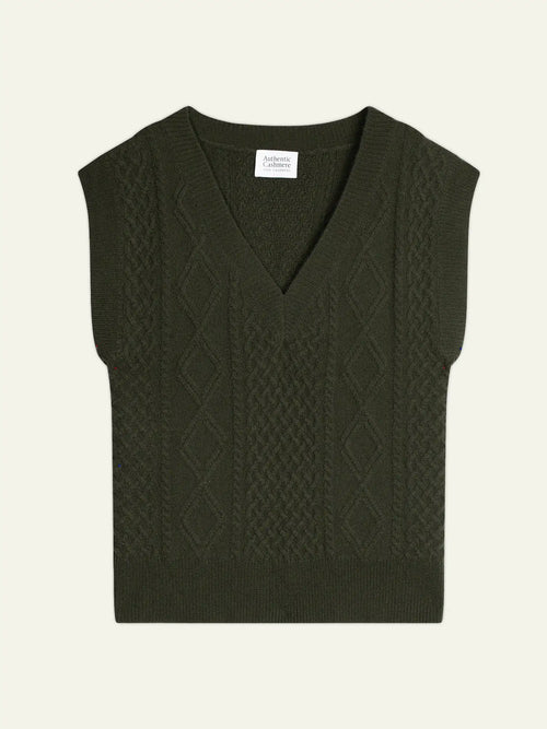 ASLOG Sweater V-Neck Sleeveless 4 Ply Khaki
