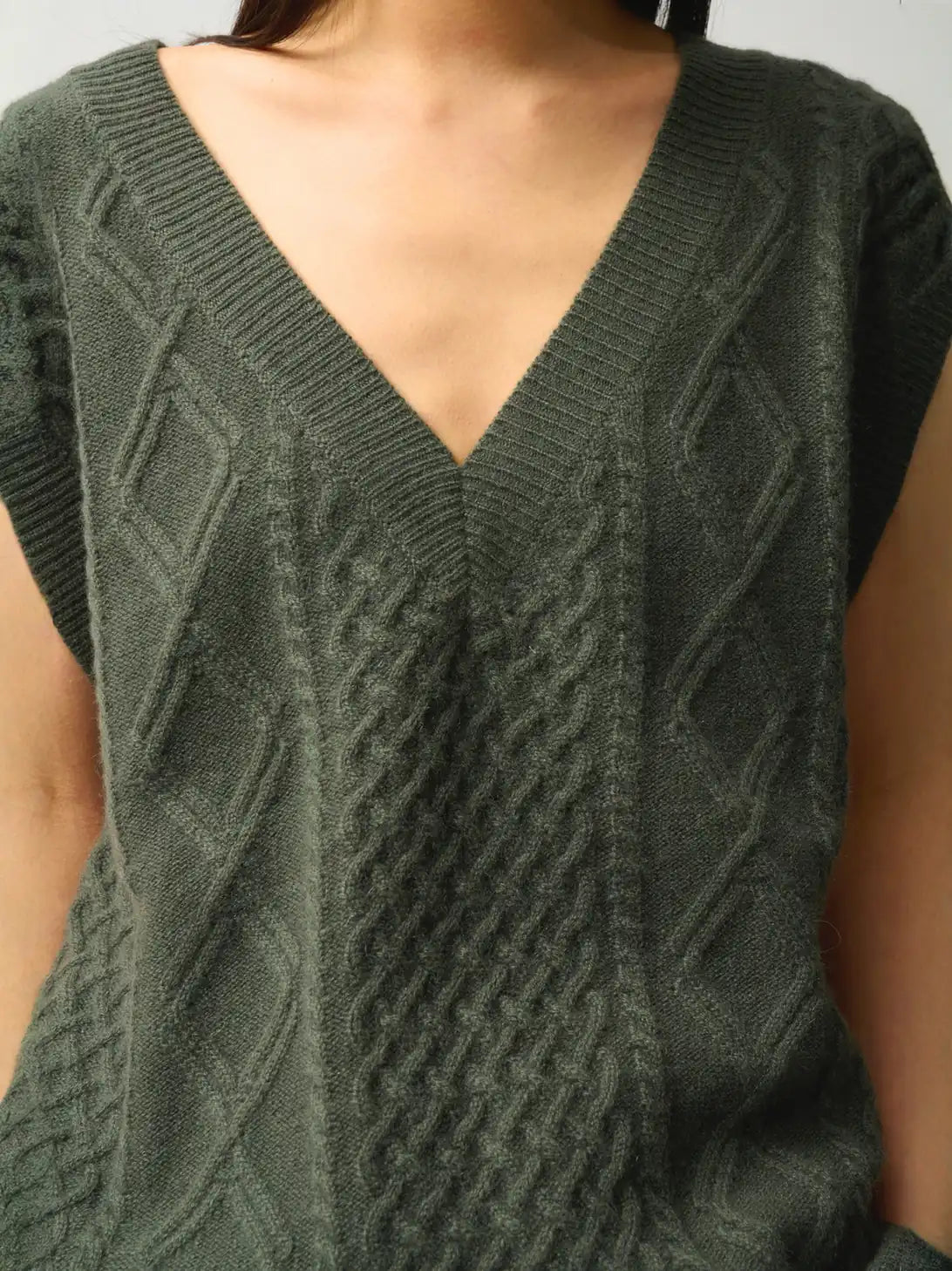 ASLOG pullover v-ausschnitt ärmellos 4-fädig khaki