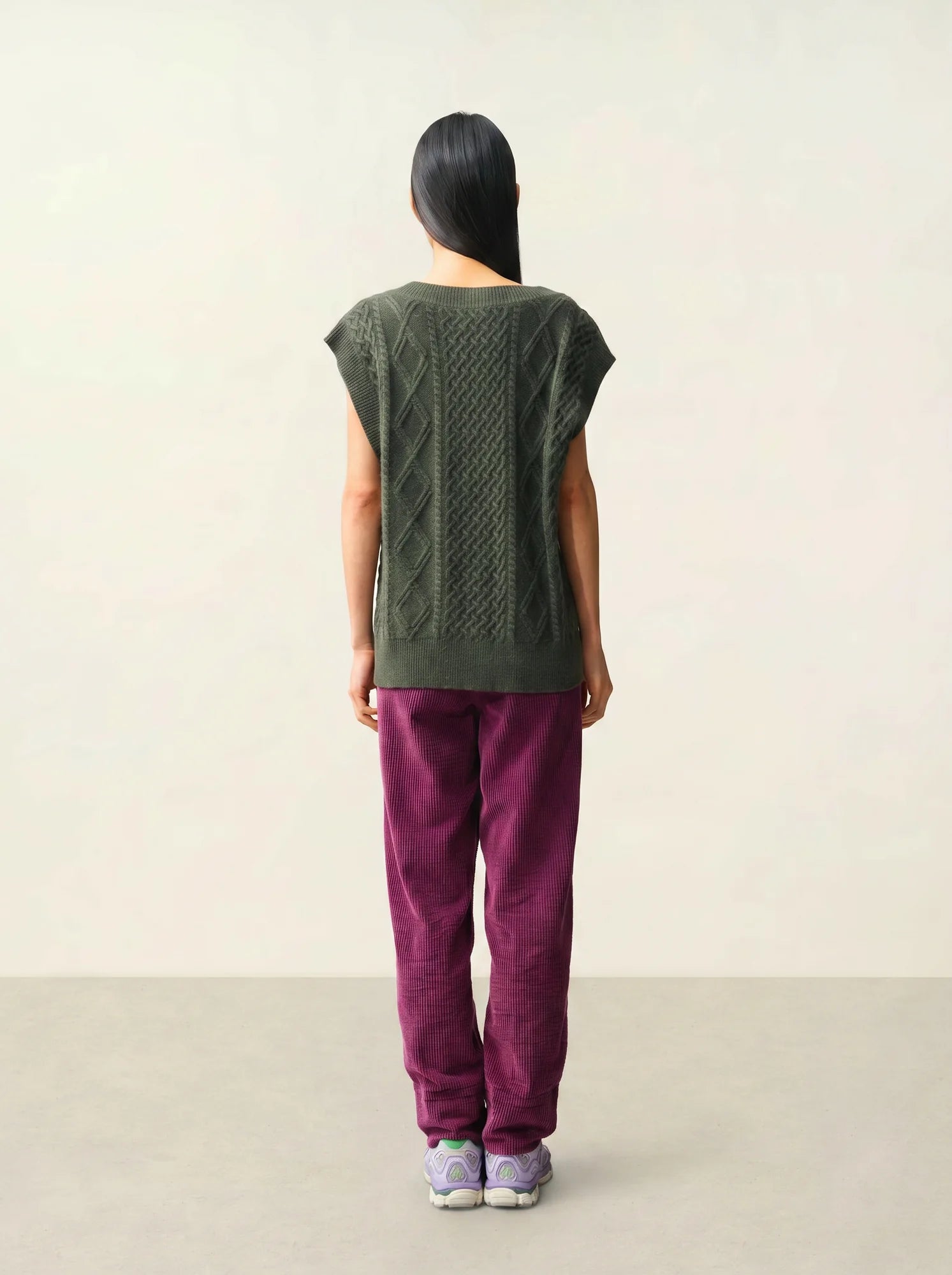 ASLOG pullover v-ausschnitt ärmellos 4-fädig khaki