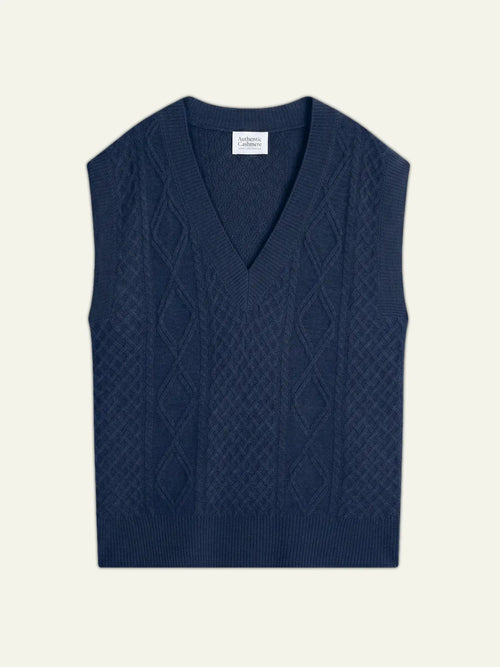ASLOG Sweater V-Neck Sleeveless 4 Ply Midnight