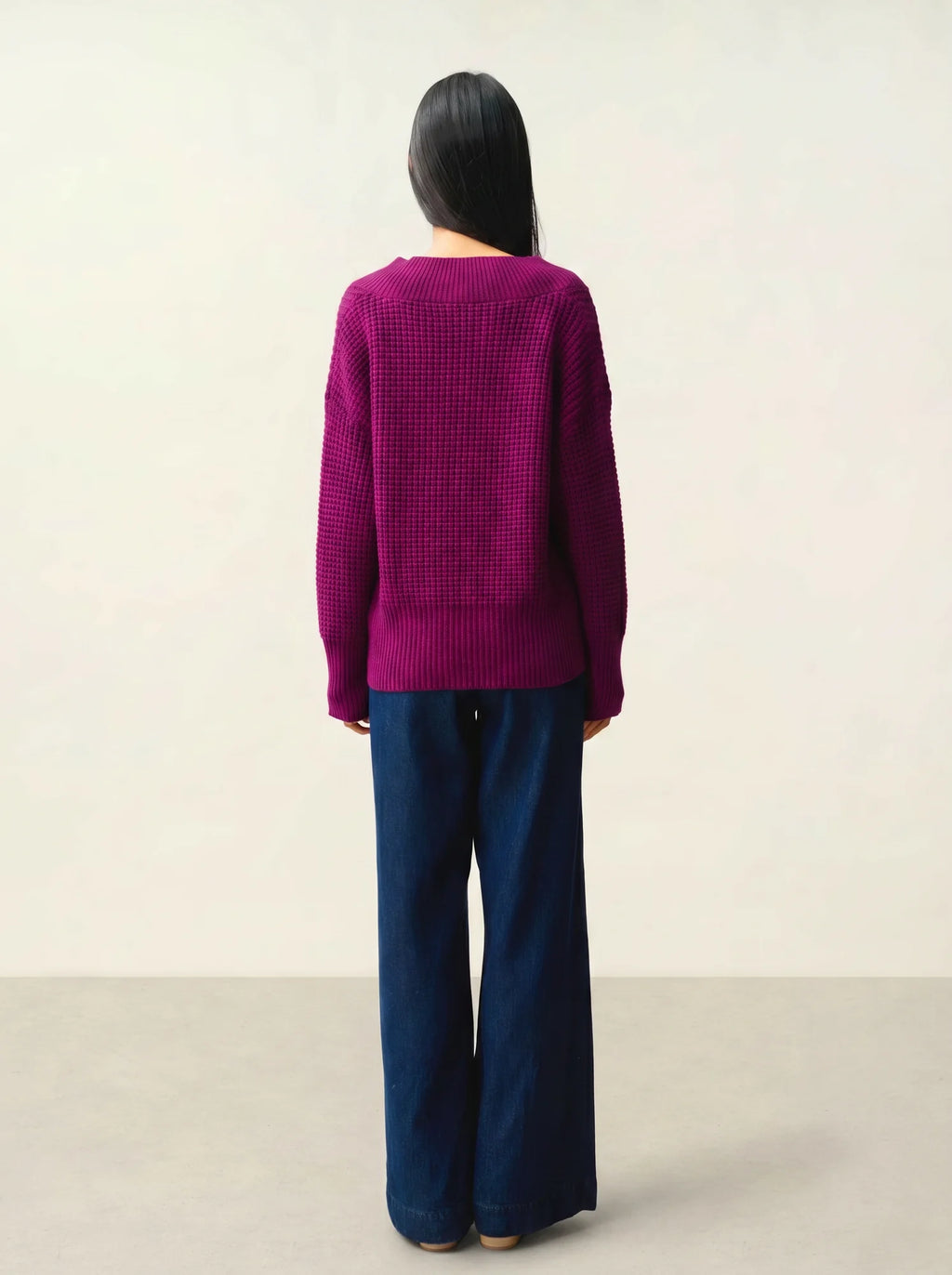 ALPANDE Pullover V-Ausschnitt 8-fädig Pflaumenblau