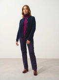 JINPA cardigan col rond 8 fils bleu marine