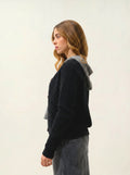 JINPA cardigan crew neck 8 ply black