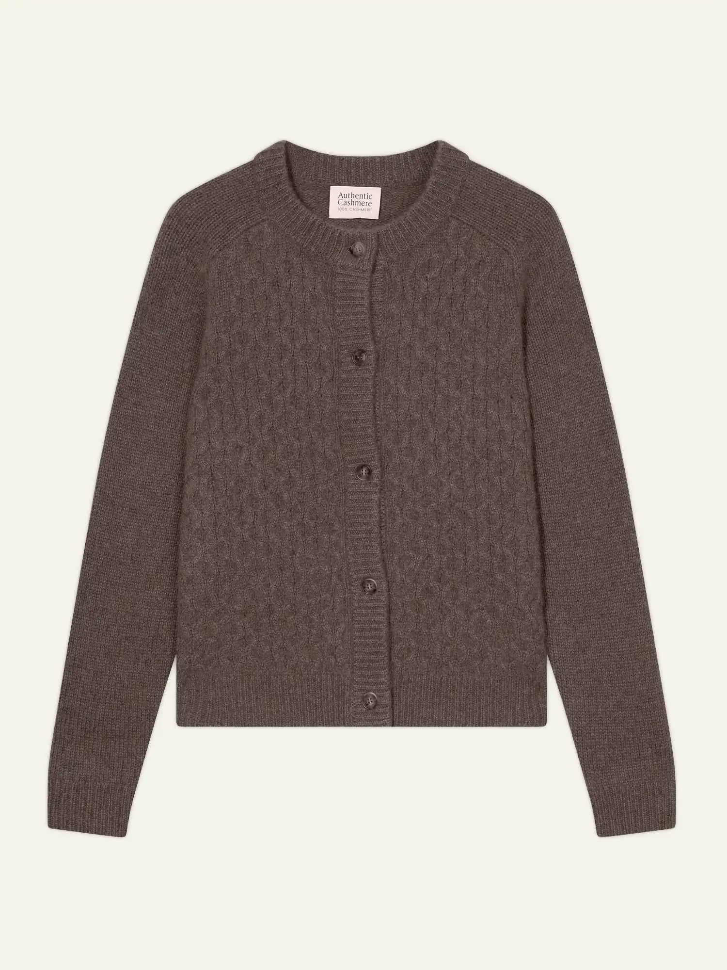 JINPA strickjacke rundhalsausschnitt 8-fädig taupe meliert