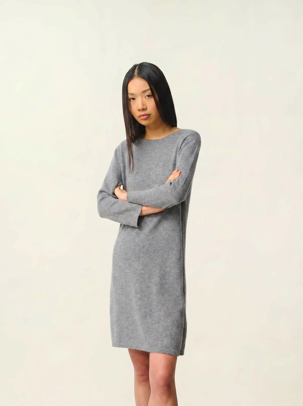 CONISTON kleid rundhalsausschnitt mit gürtel flanelle meliert
