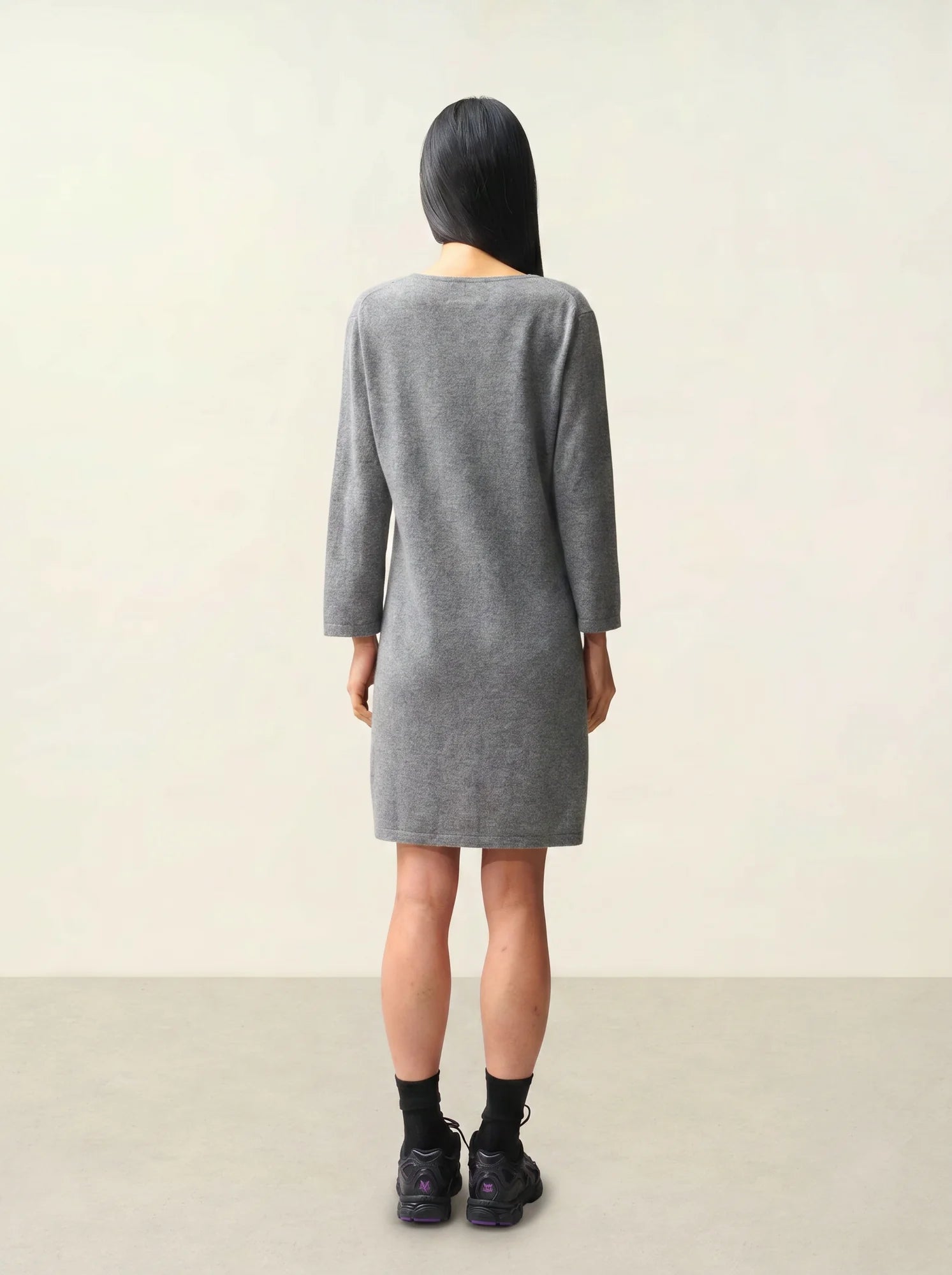 CONISTON kleid rundhalsausschnitt mit gürtel flanelle meliert