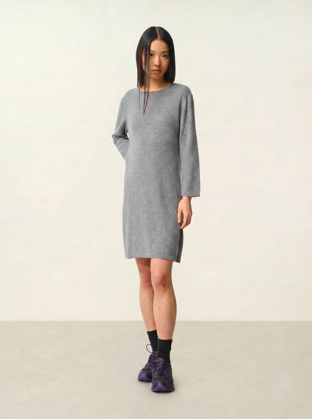 CONISTON kleid rundhalsausschnitt mit gürtel flanelle meliert
