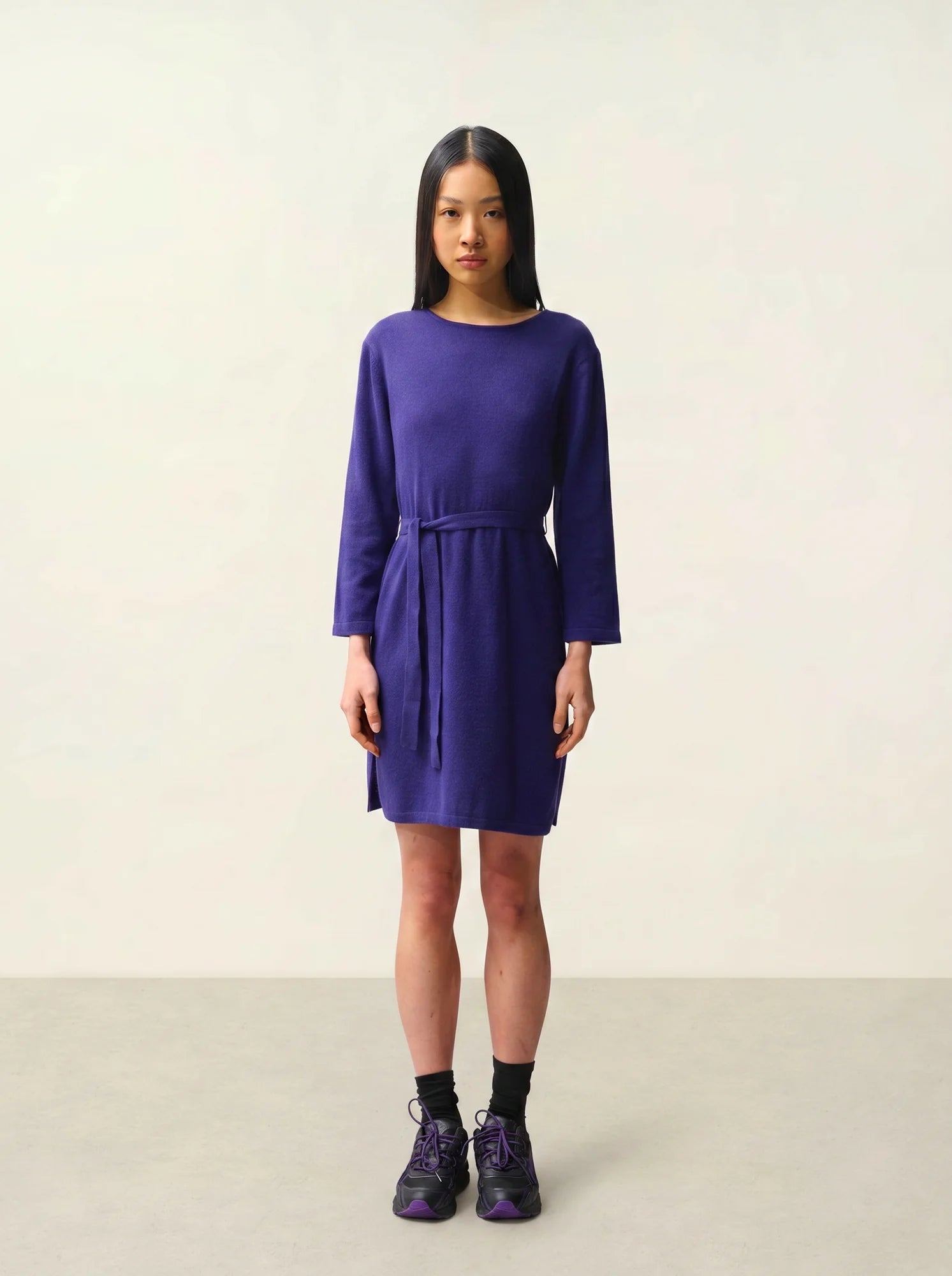 CONISTON kleid rundhalsausschnitt mit gürtel violett