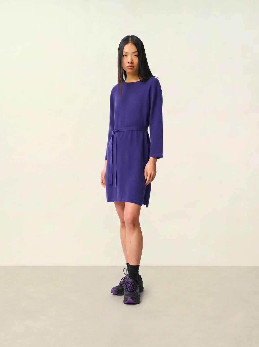 CONISTON kleid rundhalsausschnitt mit gürtel violett
