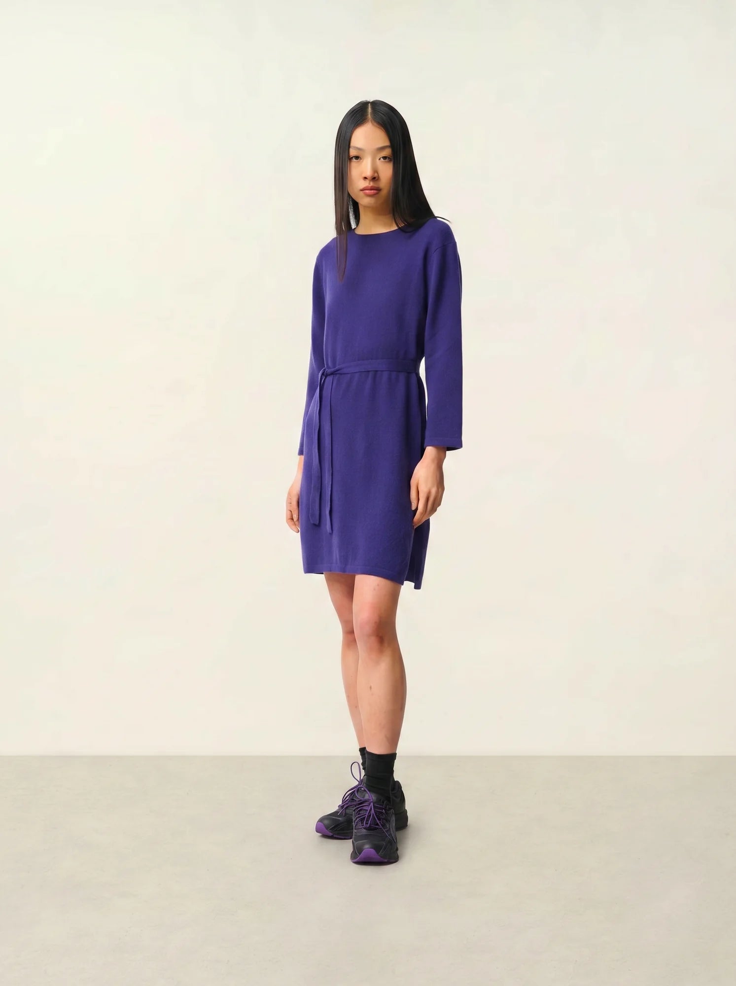CONISTON kleid rundhalsausschnitt mit gürtel violett