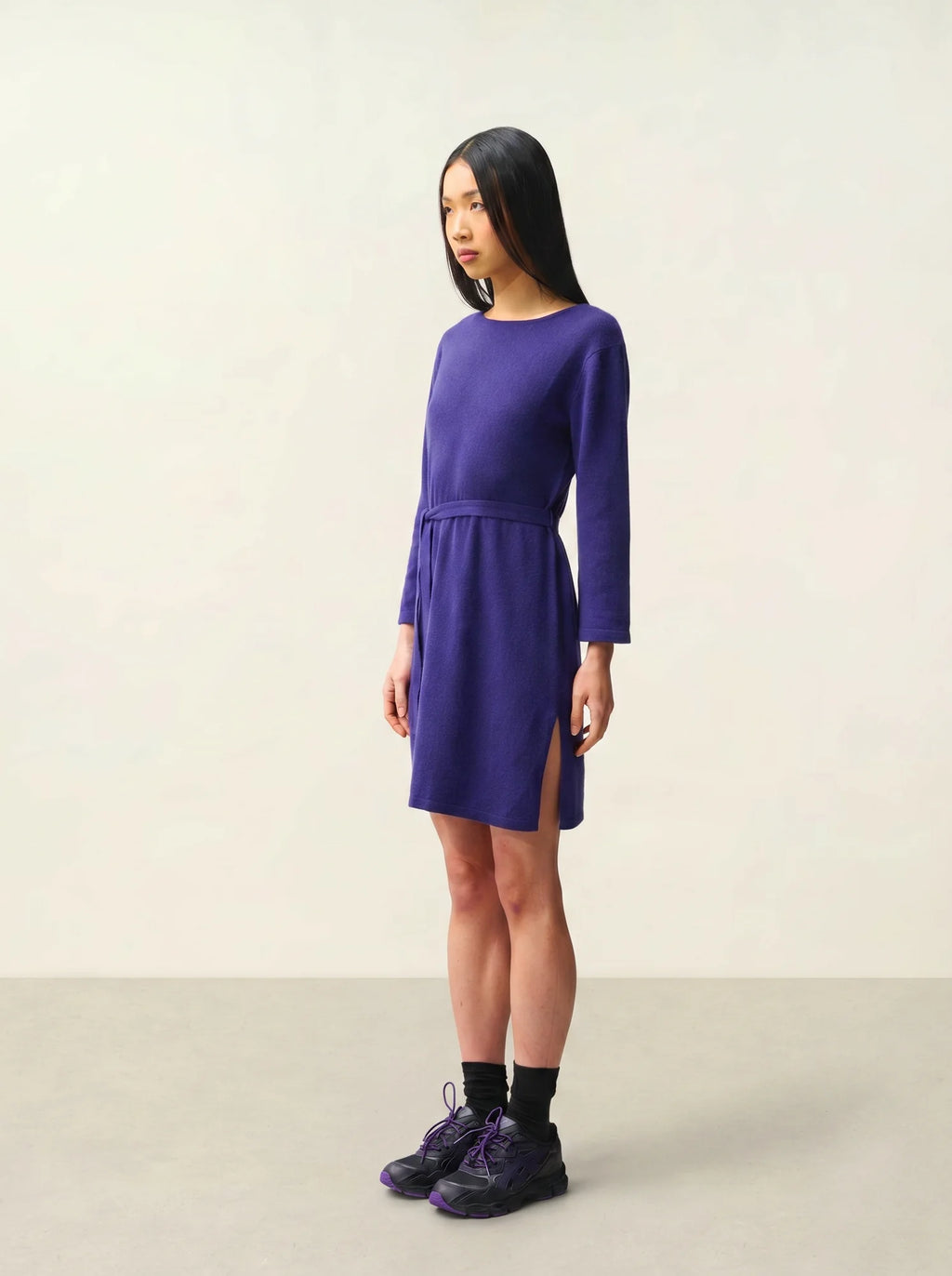 CONISTON kleid rundhalsausschnitt mit gürtel violett